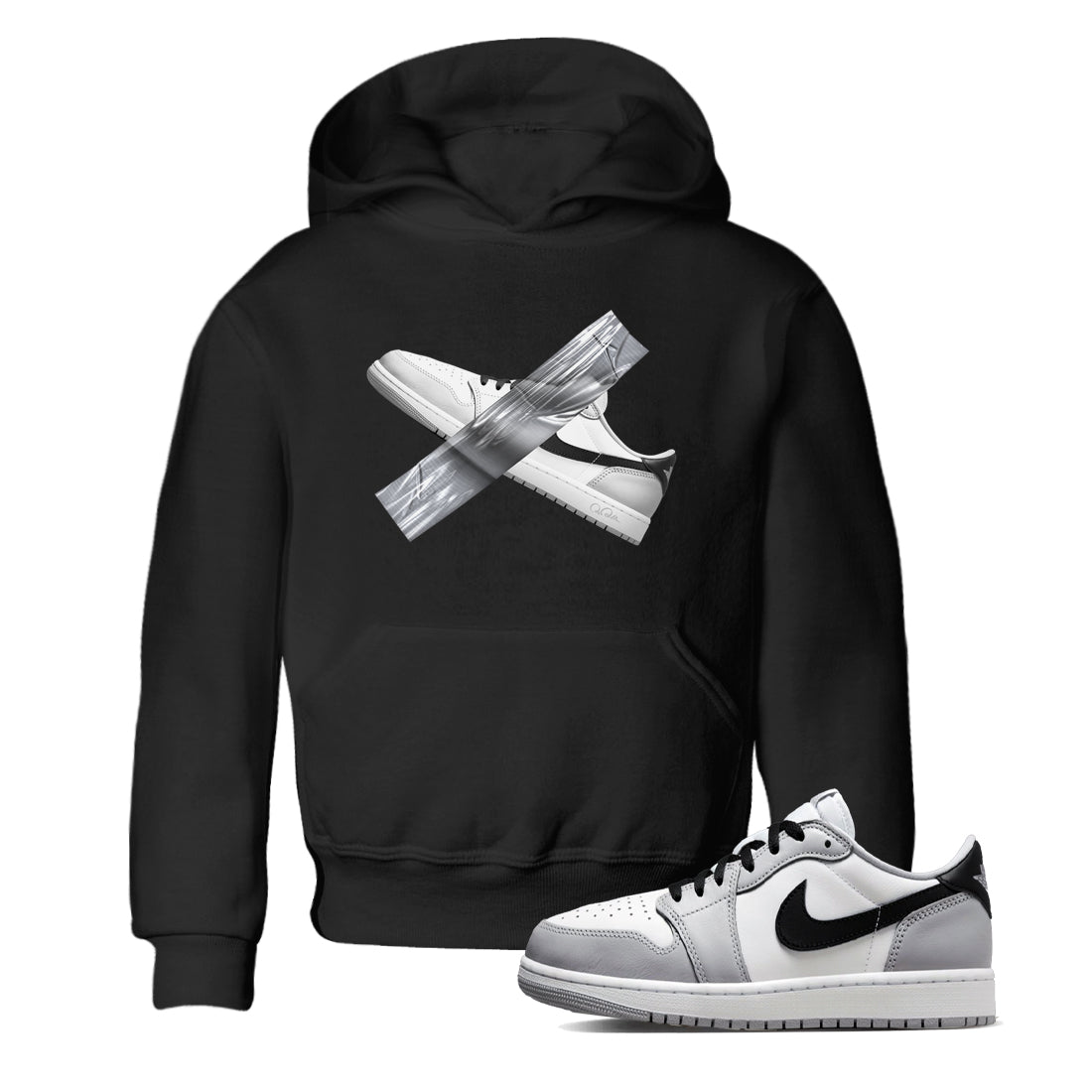 1s Wolf Grey shirts to match jordans Duct Tape sneaker match tees Air Jordan 1 Wolf Grey SNRT Sneaker Tees streetwear brand Baby and Youth Black 1 cotton tee