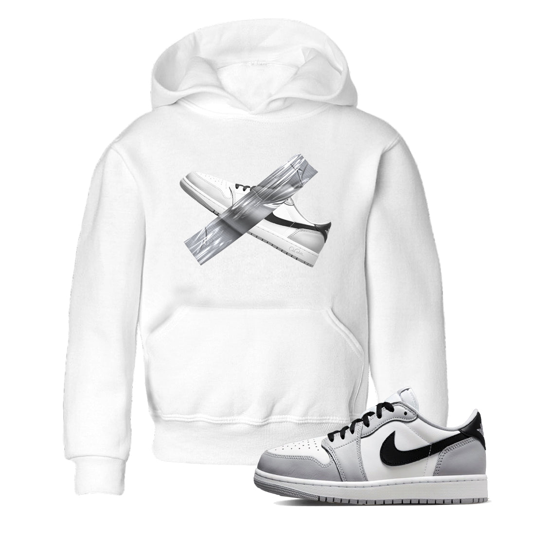 1s Wolf Grey shirts to match jordans Duct Tape sneaker match tees Air Jordan 1 Wolf Grey SNRT Sneaker Tees streetwear brand Baby and Youth White 1 cotton tee