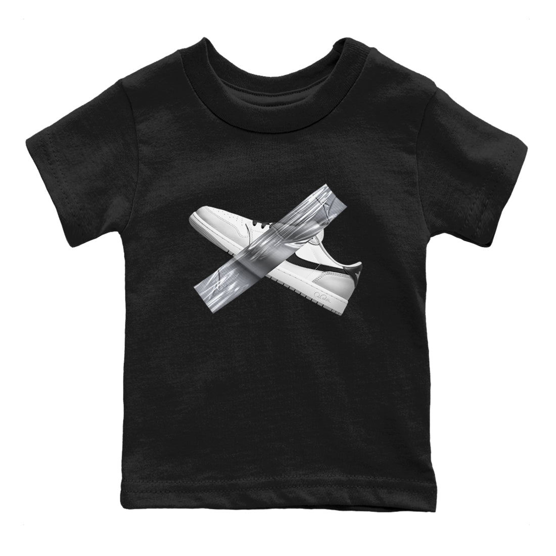 1s Wolf Grey shirts to match jordans Duct Tape sneaker match tees Air Jordan 1 Wolf Grey SNRT Sneaker Tees streetwear brand Baby and Youth Black 2 cotton tee