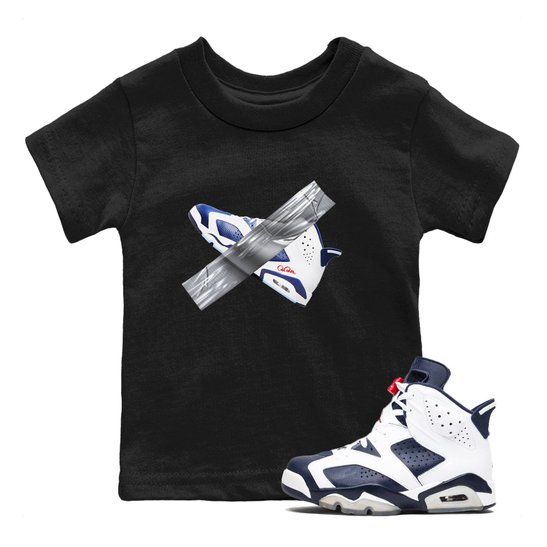 6s White And Midnight Navy shirts to match jordans Duct Tape sneaker match tees Air Jordan 6 White And Midnight Navy SNRT Sneaker Tees streetwear brand Baby and Youth Black 1 cotton tee