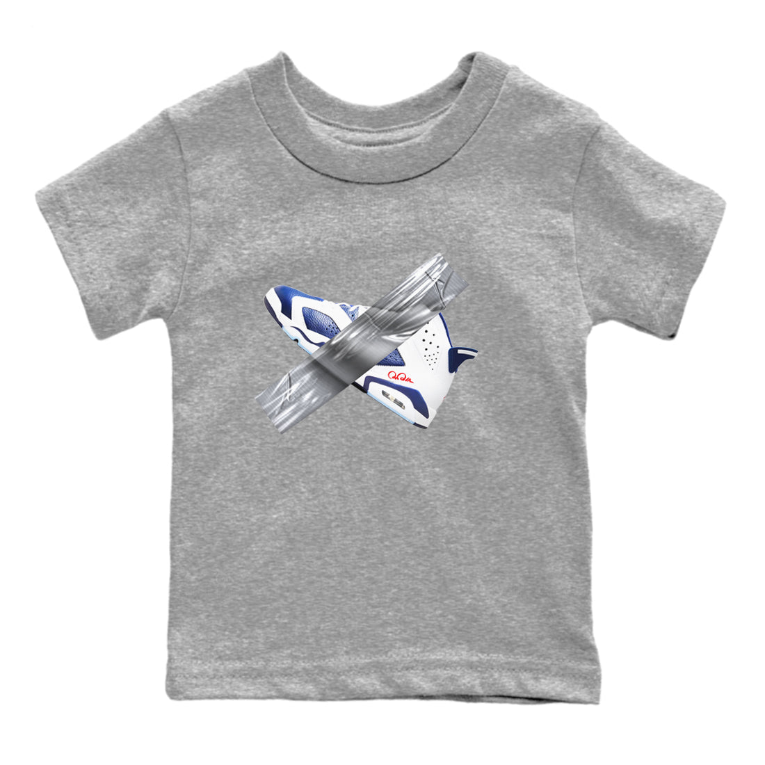 6s White And Midnight Navy shirts to match jordans Duct Tape sneaker match tees Air Jordan 6 White And Midnight Navy SNRT Sneaker Tees streetwear brand Baby and Youth Heather Grey 2 cotton tee