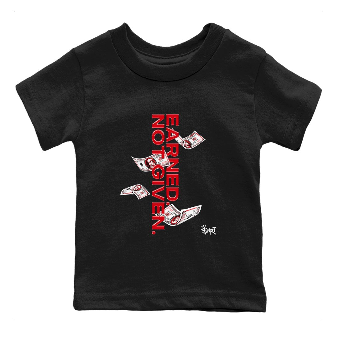AE 1 Bred shirts to match jordans Earned Not Given sneaker match tees AE 1 Bred match shoes to clothes SNRT Sneaker Tees Youth Baby Black 2 tee