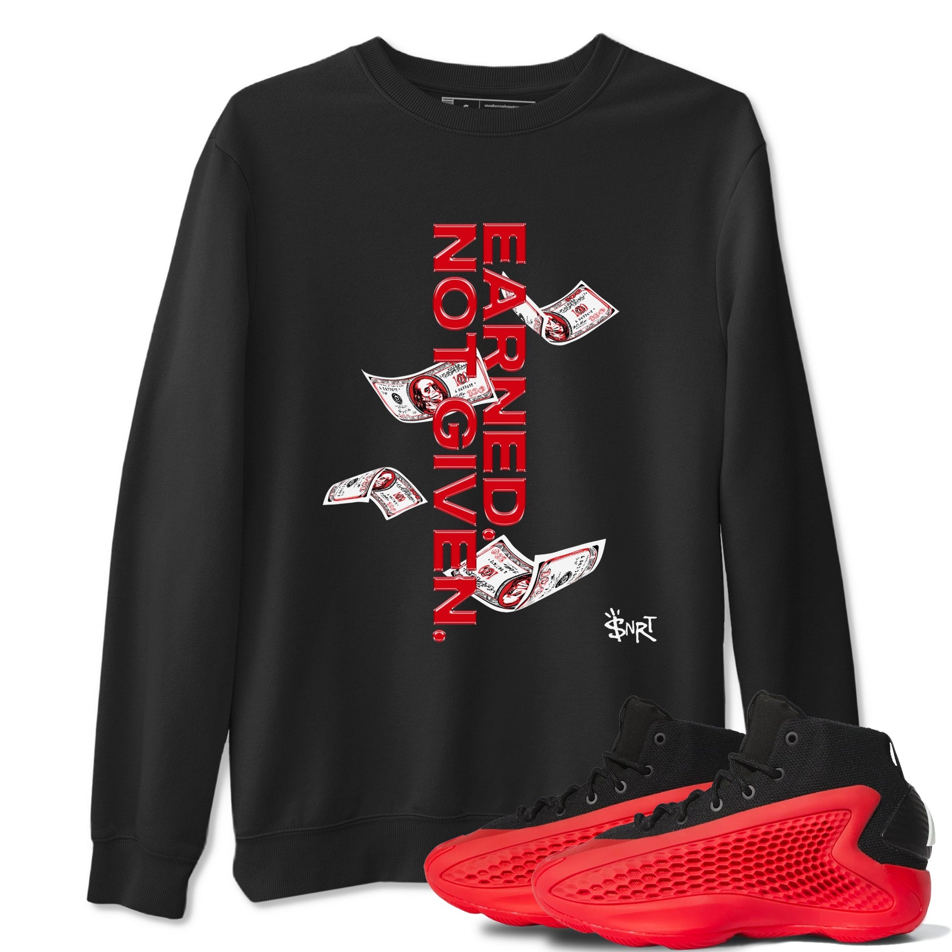 AE 1 Bred shirts to match jordans Earned Not Given sneaker match tees AE 1 Bred match shoes to clothes SNRT Sneaker Tees unisex cotton Black 1 shirts