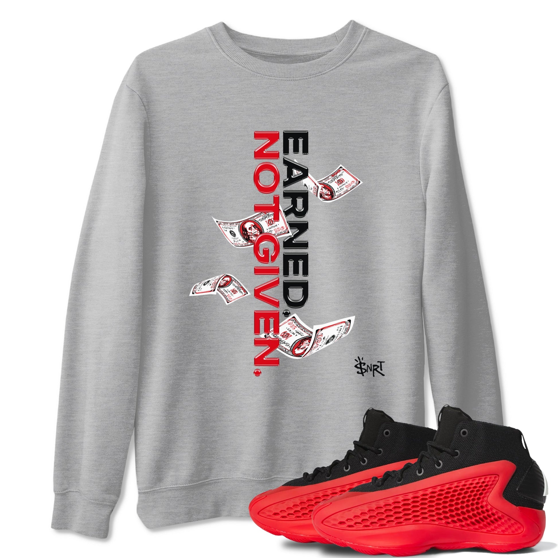 AE 1 Bred shirts to match jordans Earned Not Given sneaker match tees AE 1 Bred match shoes to clothes SNRT Sneaker Tees unisex cotton Heather Grey 1 shirts
