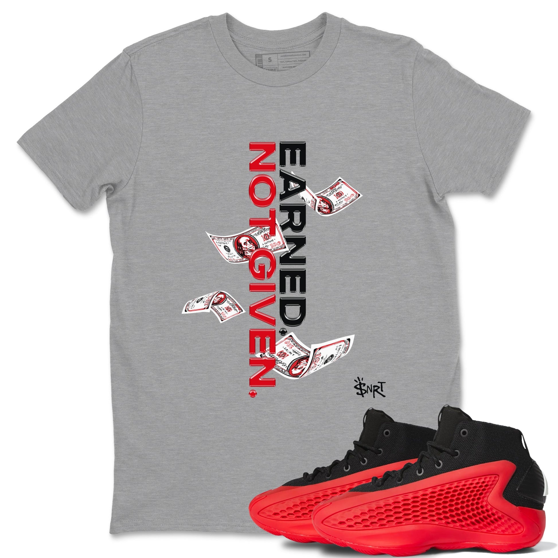 AE 1 Bred shirts to match jordans Earned Not Given sneaker match tees AE 1 Bred match shoes to clothes SNRT Sneaker Tees unisex cotton Heather Grey 1 shirts