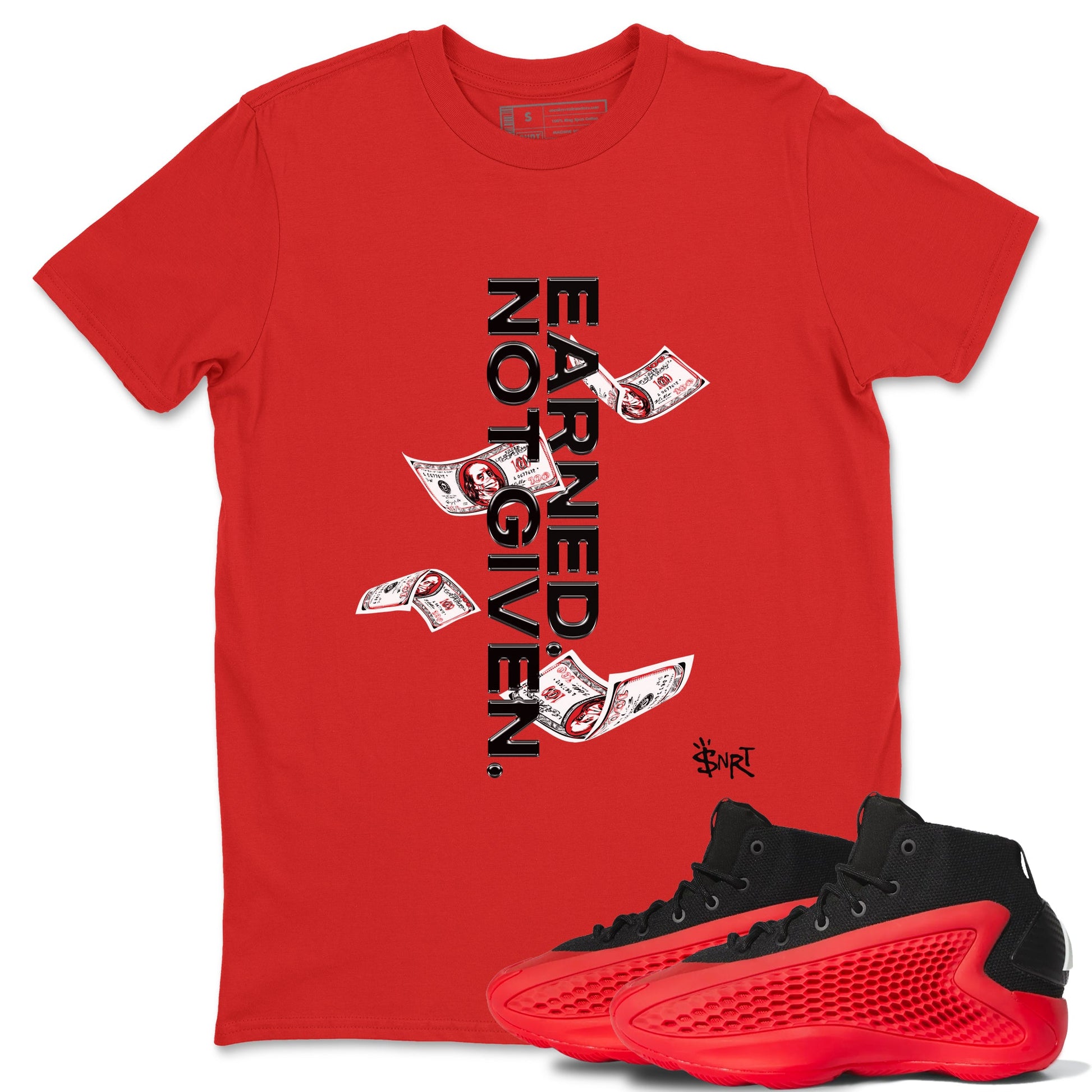 AE 1 Bred shirts to match jordans Earned Not Given sneaker match tees AE 1 Bred match shoes to clothes SNRT Sneaker Tees unisex cotton Red 1 shirts