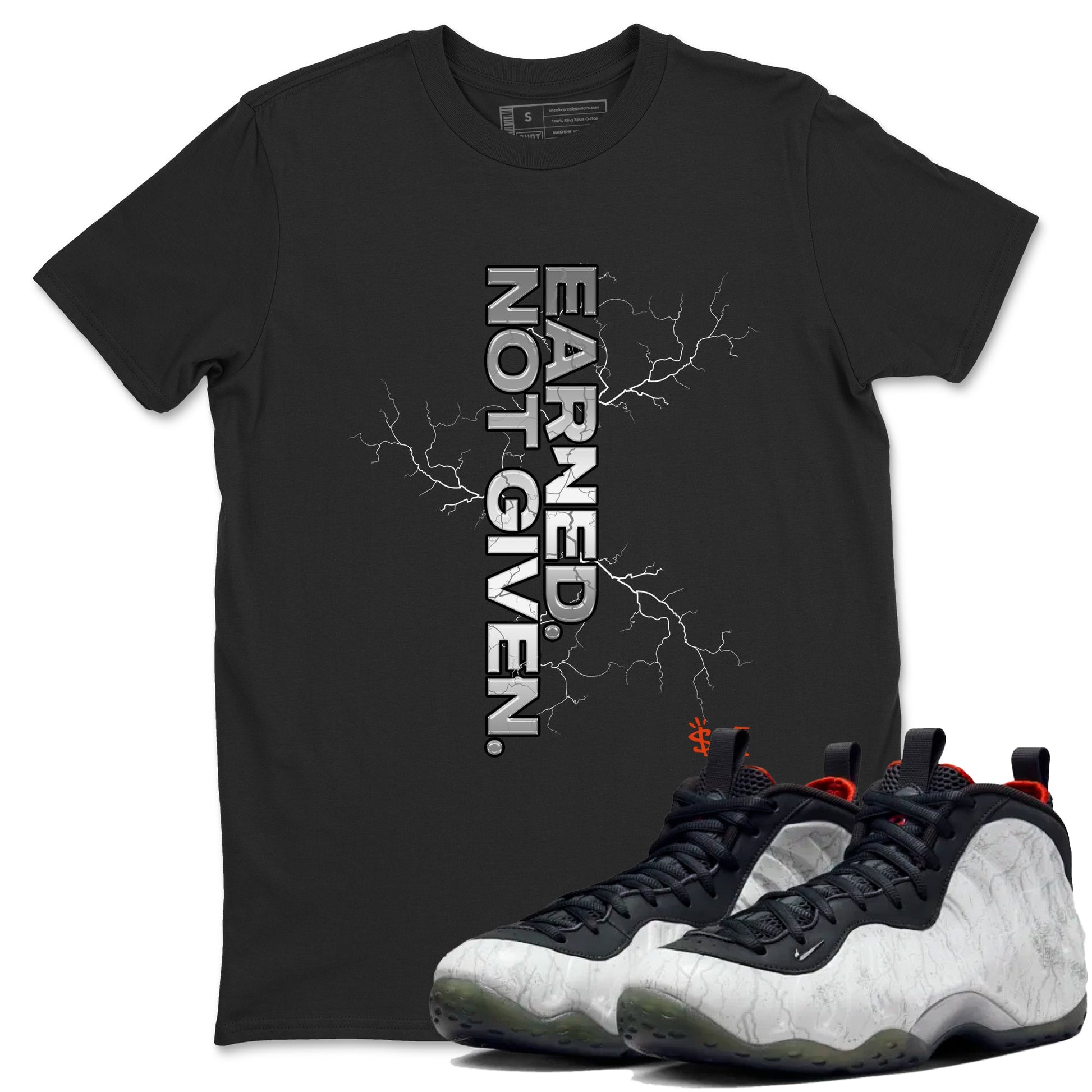 Foams One Jin shirts to match jordans Earned Not Given sneaker match tees Air Foamposite One Jin match shoes to clothes SNRT Sneaker Tees unisex cotton Black 1 shirts