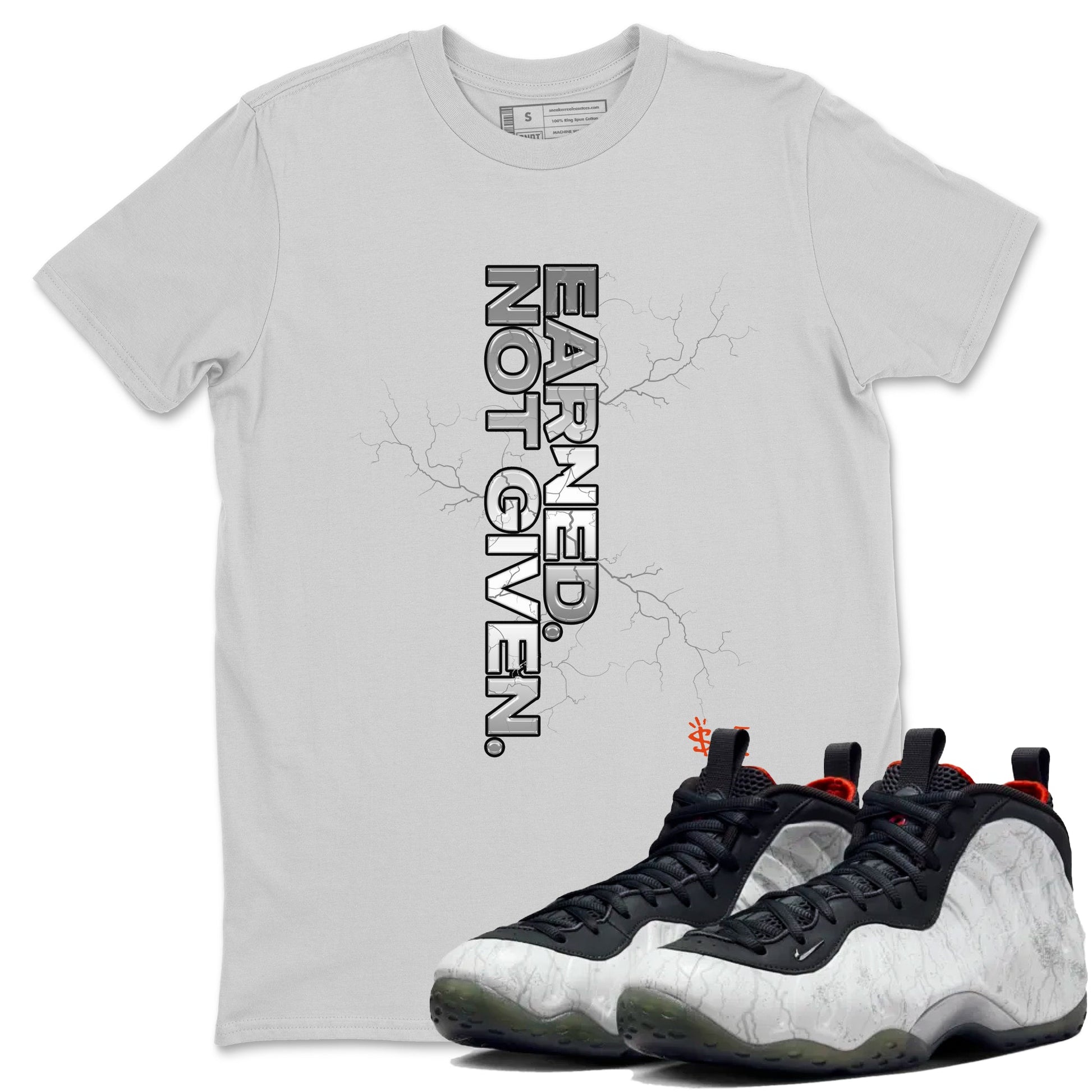 Foams One Jin shirts to match jordans Earned Not Given sneaker match tees Air Foamposite One Jin match shoes to clothes SNRT Sneaker Tees unisex cotton Silver 1 shirts