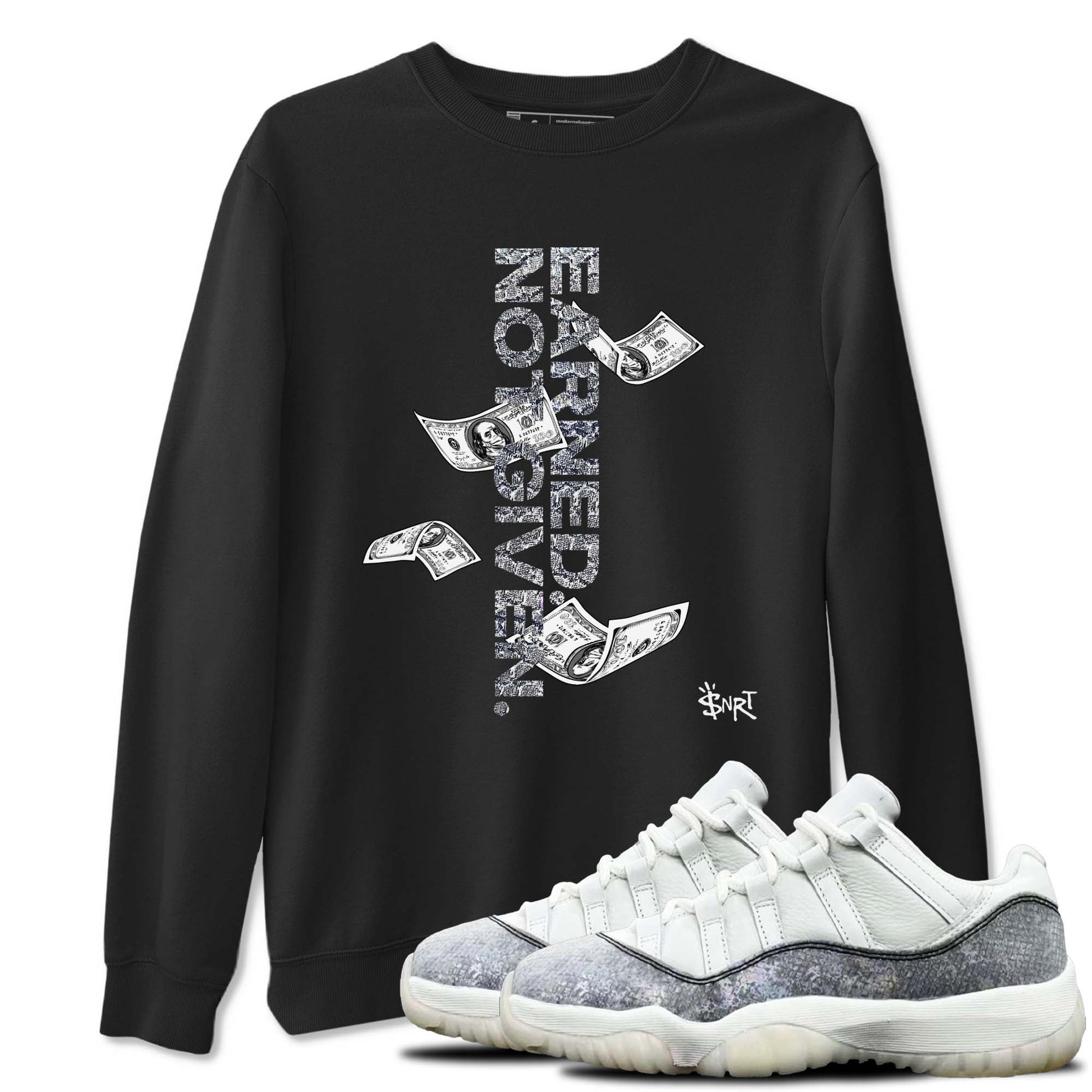 11s Year Of The Snake shirts to match jordans Earned Not Given shirts to match jordans Air Jordan 11 Retro Low Year Of The Snake match shoes to clothes SNRT Sneaker Tees unisex cotton Black 1 shirts