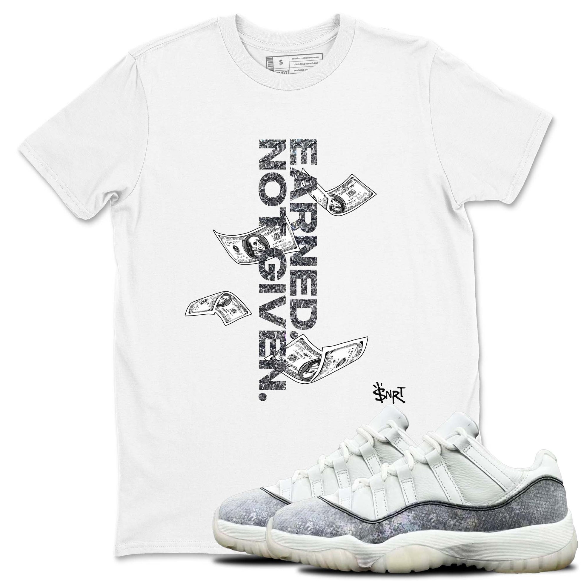 11s Year Of The Snake shirts to match jordans Earned Not Given shirts to match jordans Air Jordan 11 Retro Low Year Of The Snake match shoes to clothes SNRT Sneaker Tees unisex cotton White 1 shirts