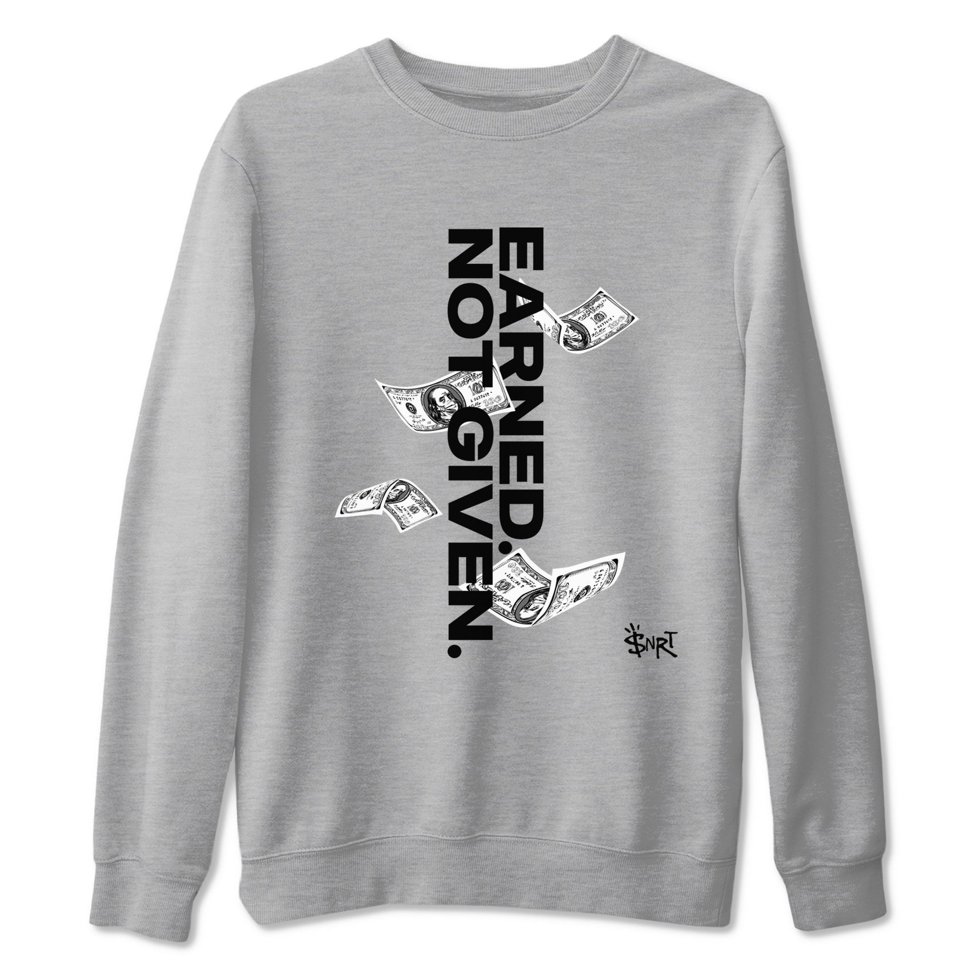 12s Black Wolf Grey shirts to match jordans Earned Not Given sneaker match tees Air Jordan 12 Barons SNRT Sneaker Release Tees unisex cotton Heather Grey 2 crew neck shirts