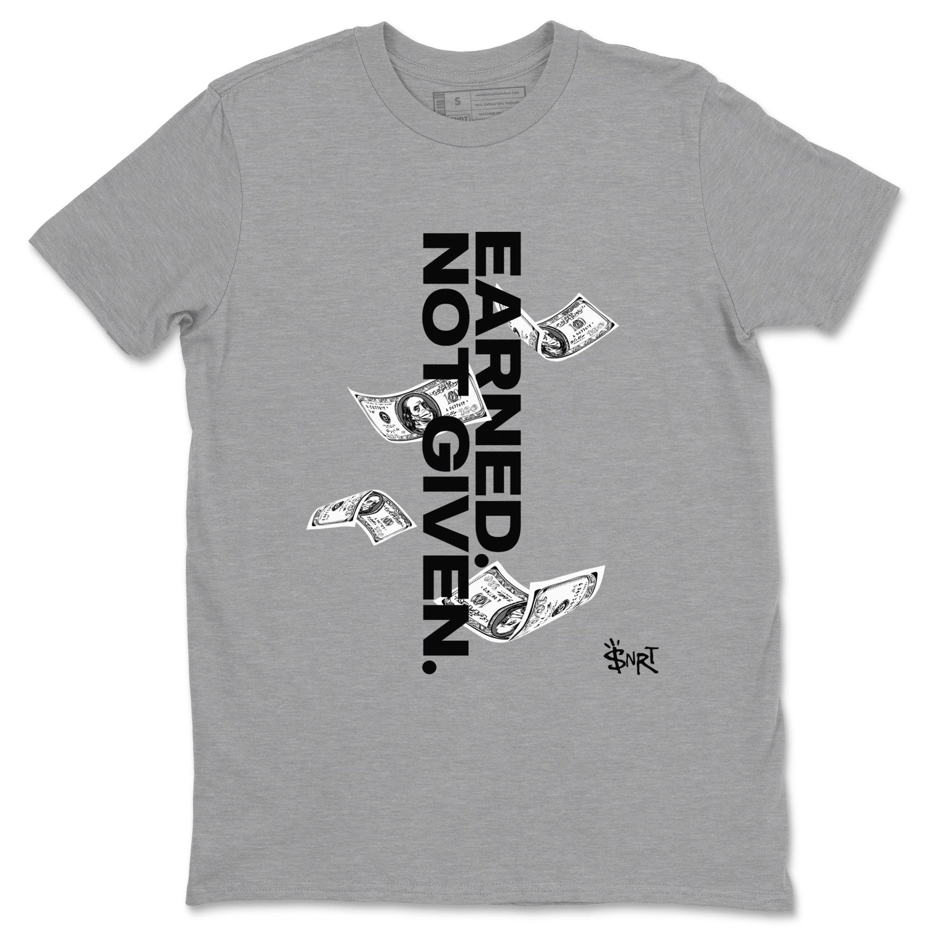 12s Black Wolf Grey shirts to match jordans Earned Not Given sneaker match tees Air Jordan 12 Barons SNRT Sneaker Release Tees unisex cotton Heather Grey 2 crew neck shirts