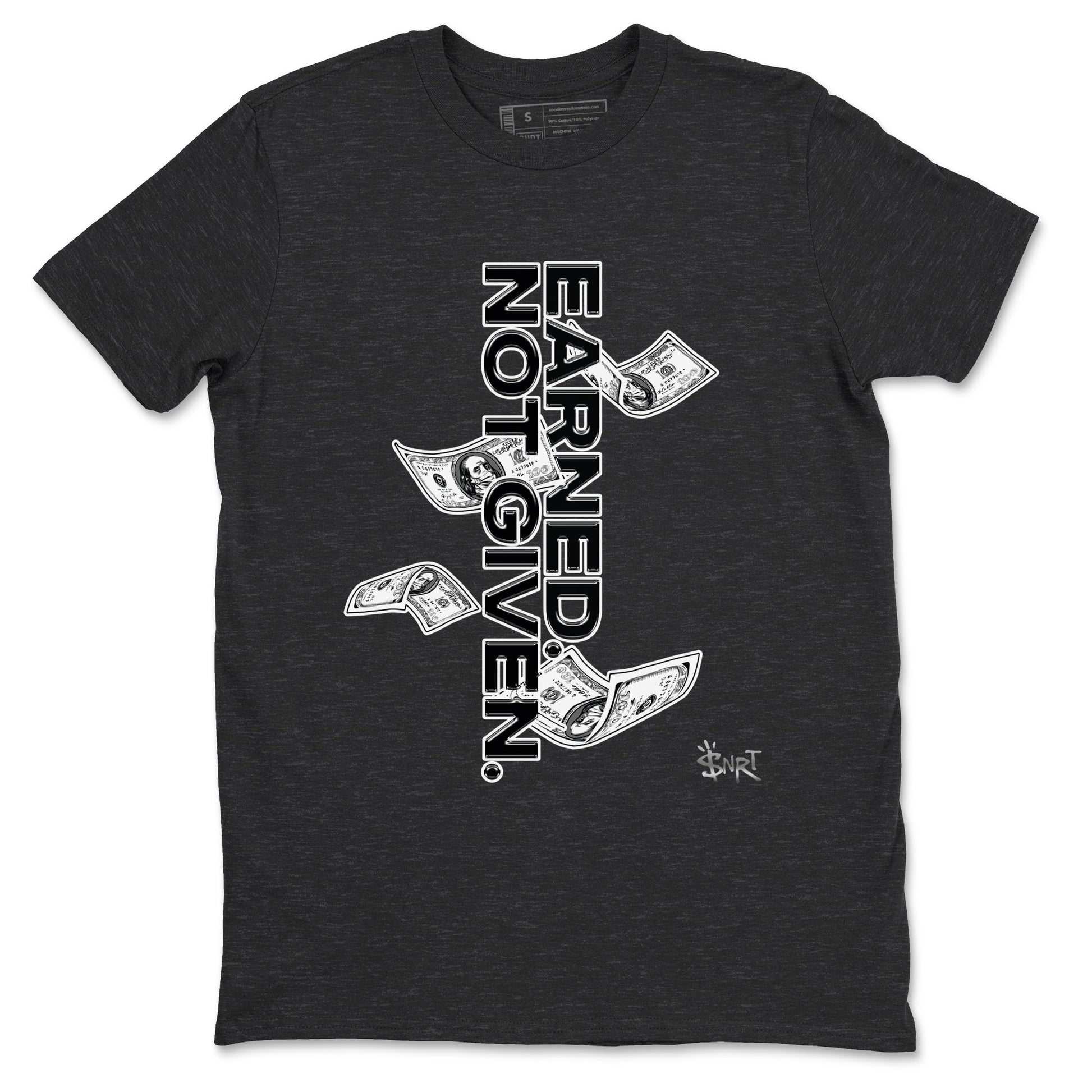 4s Black Cat shirts to match jordans Earned Not Given sneaker match tees Air Jordan 4 Black Cat match shoes to clothes SNRT Sneaker Tees unisex cotton Charcoal Heather 2 shirts