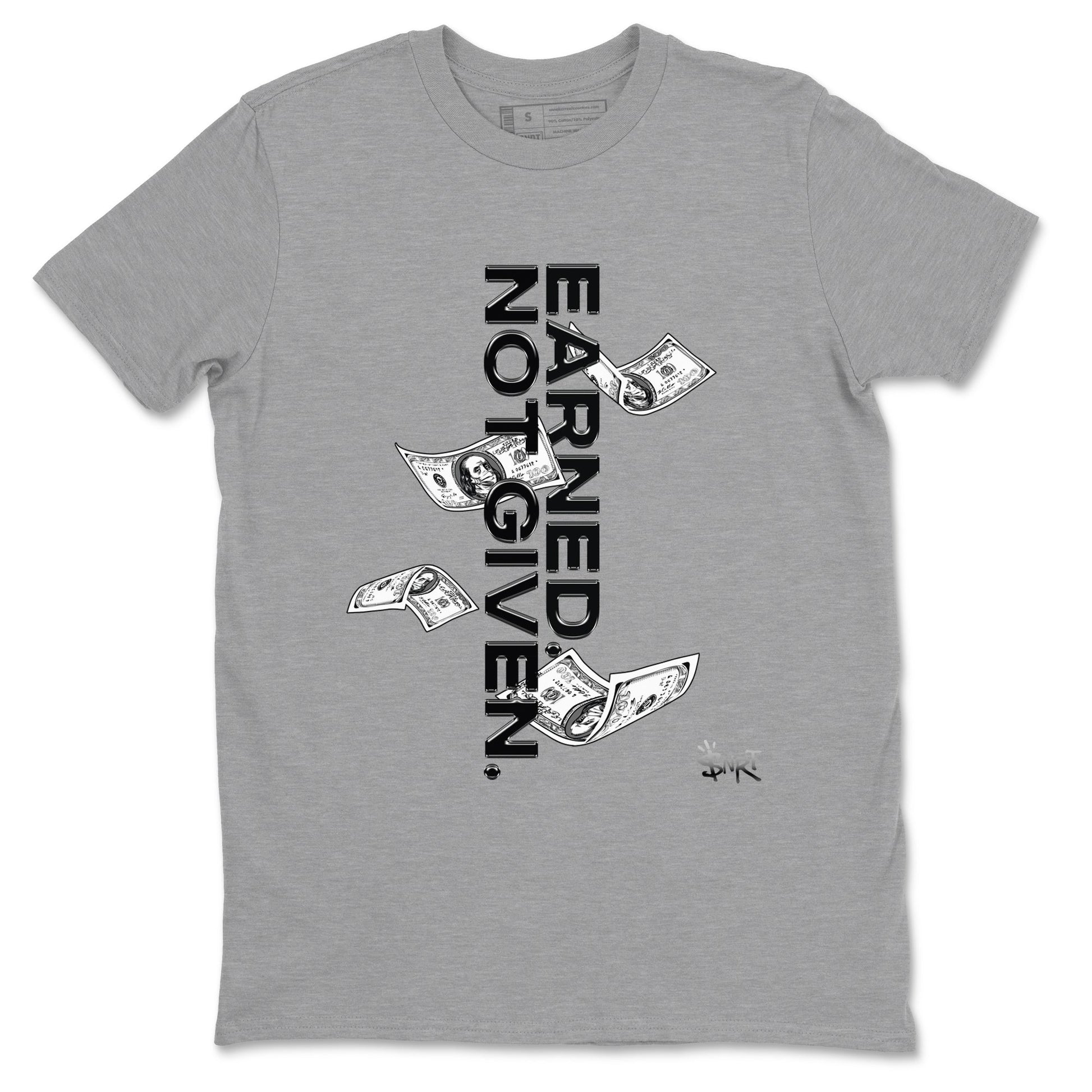 4s Black Cat shirts to match jordans Earned Not Given sneaker match tees Air Jordan 4 Black Cat match shoes to clothes SNRT Sneaker Tees unisex cotton Heather Grey 2 shirts
