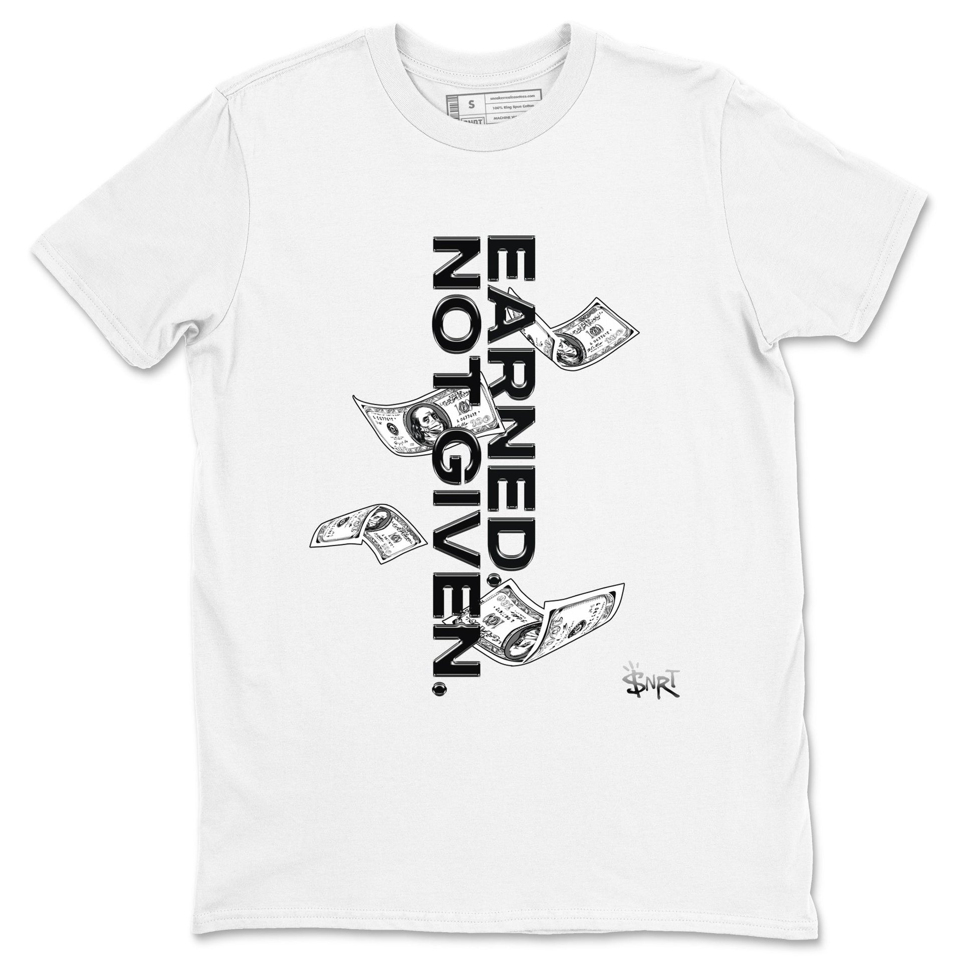 4s Black Cat shirts to match jordans Earned Not Given sneaker match tees Air Jordan 4 Black Cat match shoes to clothes SNRT Sneaker Tees unisex cotton White 2 shirts