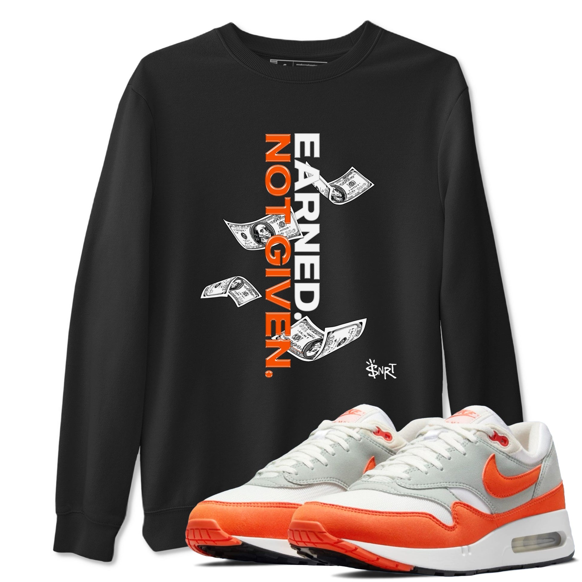 Air Max 1 OG '86 'Summit White and Cosmic Clay shirts to match jordans Earned Not Given sneaker match tees Air Max 1 Cosmic Clay match shoes to clothes SNRT Sneaker Tees unisex cotton Black 1 shirts