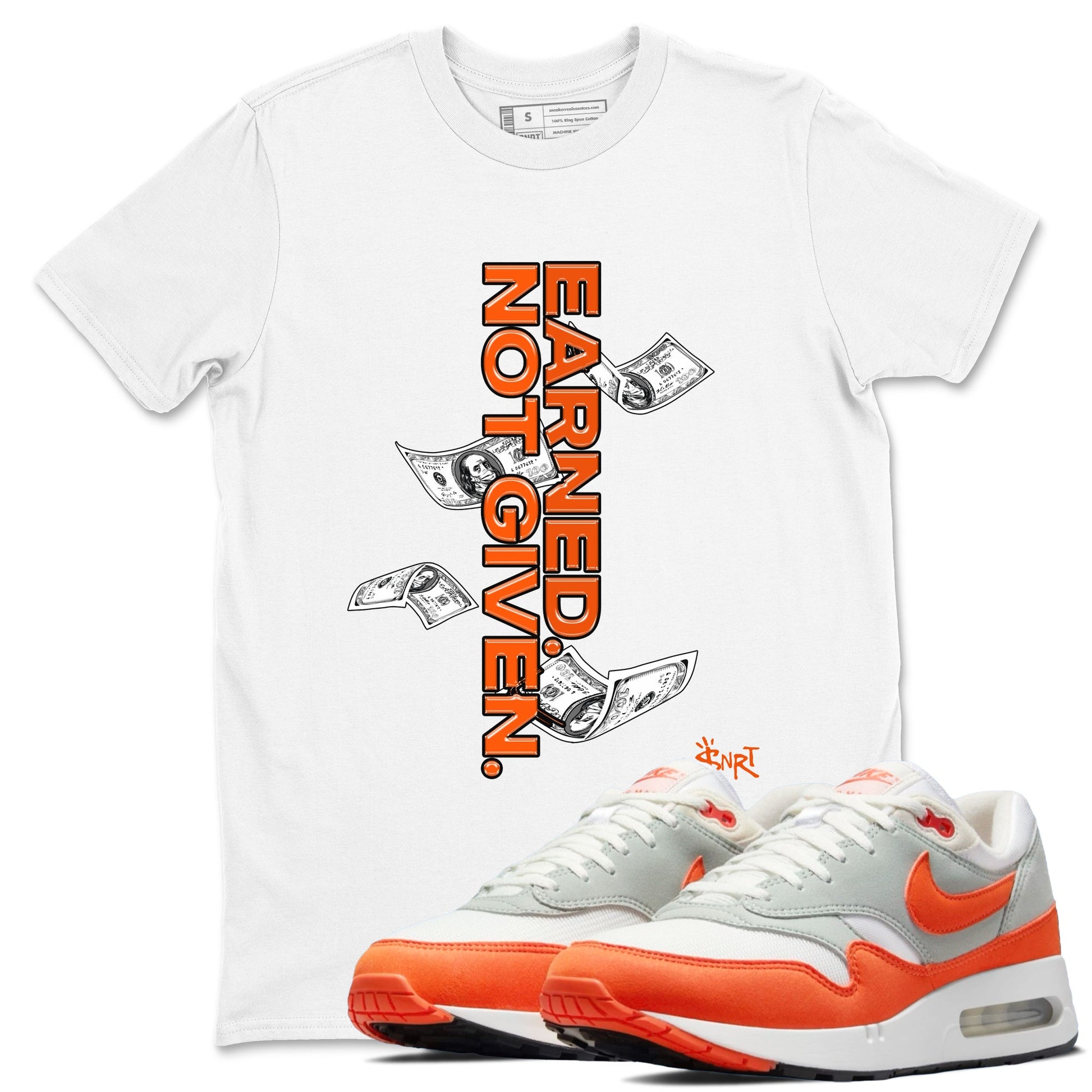 Air Max 1 OG '86 'Summit White and Cosmic Clay shirts to match jordans Earned Not Given sneaker match tees Air Max 1 Cosmic Clay match shoes to clothes SNRT Sneaker Tees unisex cotton White 1 shirts