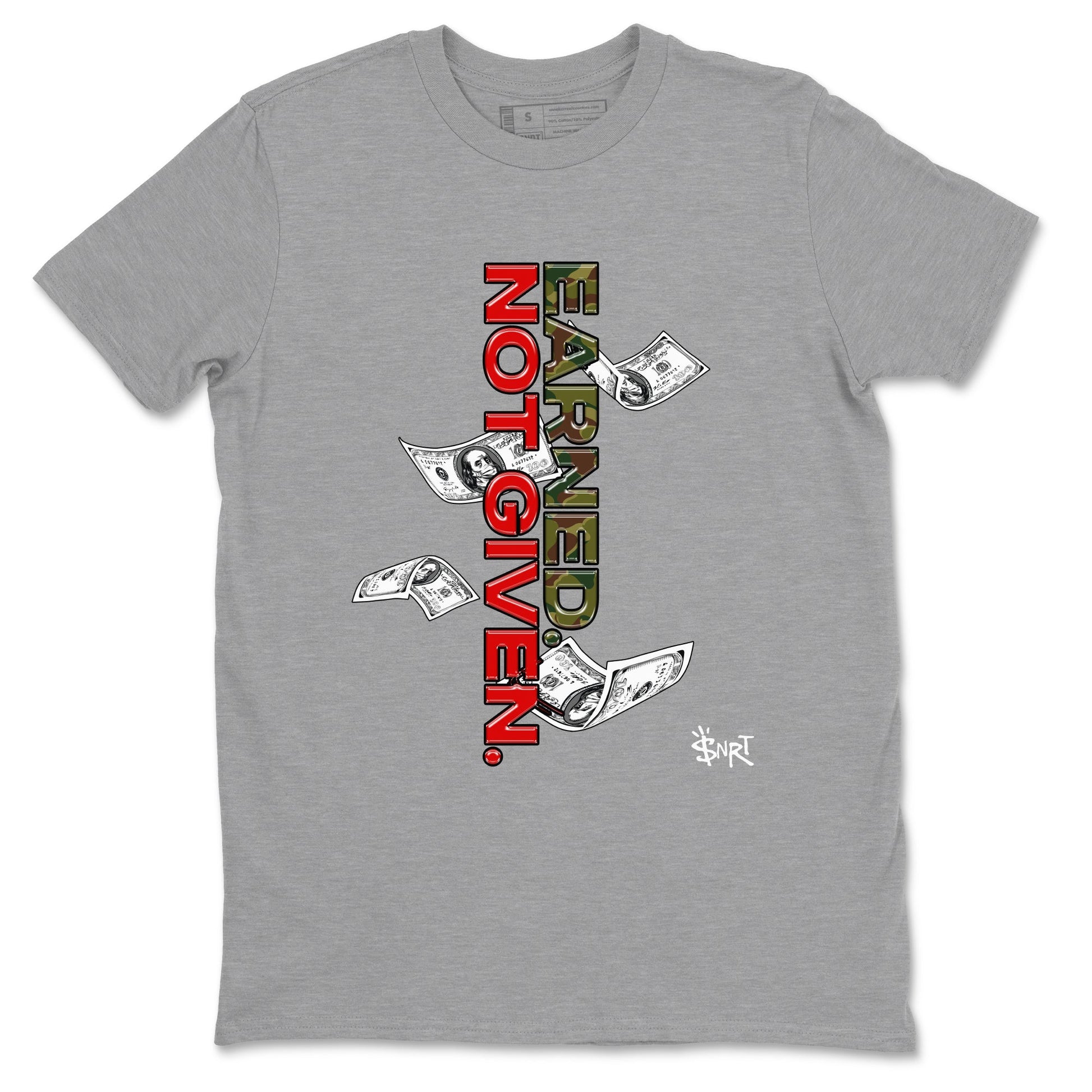 Air Max 90 Duck Camo shirts to match jordans Earned Not Given sneaker match tees Air Max 90 Reverse Duck Camo match shoes to clothes SNRT Sneaker Tees unisex cotton Heather Grey 2 shirts