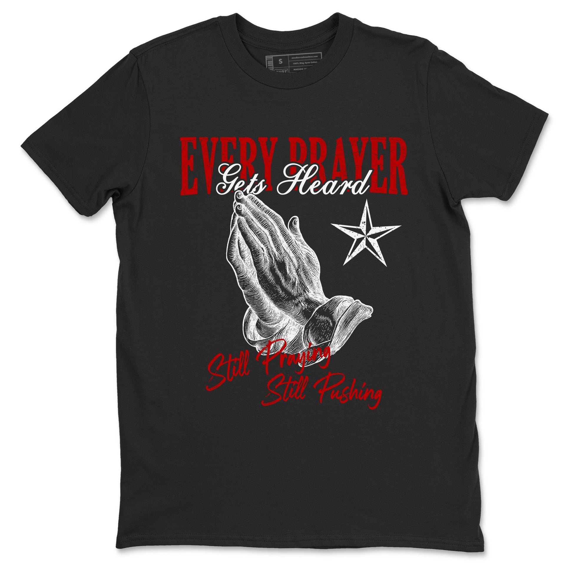 Air Jordan 11 Low Bred sneaker match tee Every Prayer Gets Heard sneaker match tees Air Jordan 11 Bred best t-shirts to match jordans SNRT Sneaker Tees unisex cotton Black 2 shirts