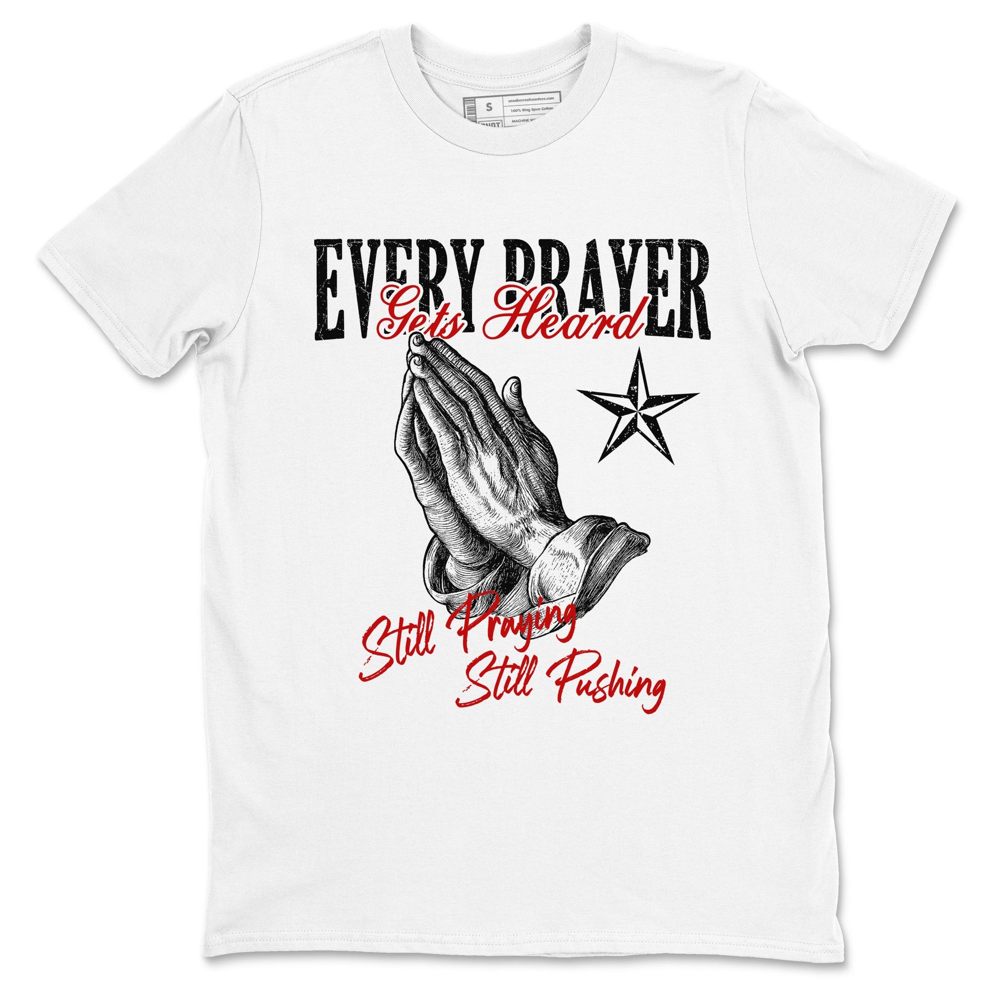 Air Jordan 11 Low Bred sneaker match tee Every Prayer Gets Heard sneaker match tees Air Jordan 11 Bred best t-shirts to match jordans SNRT Sneaker Tees unisex cotton White 2 shirts