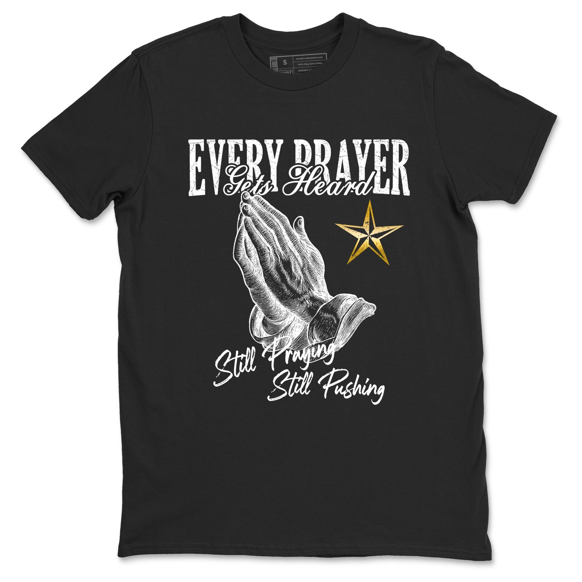 Sneaker match tees – Sneaker Tees To Match Air Jordan 12 Taxi Shoes – Every Prayer Gets Heard Tee Black 2