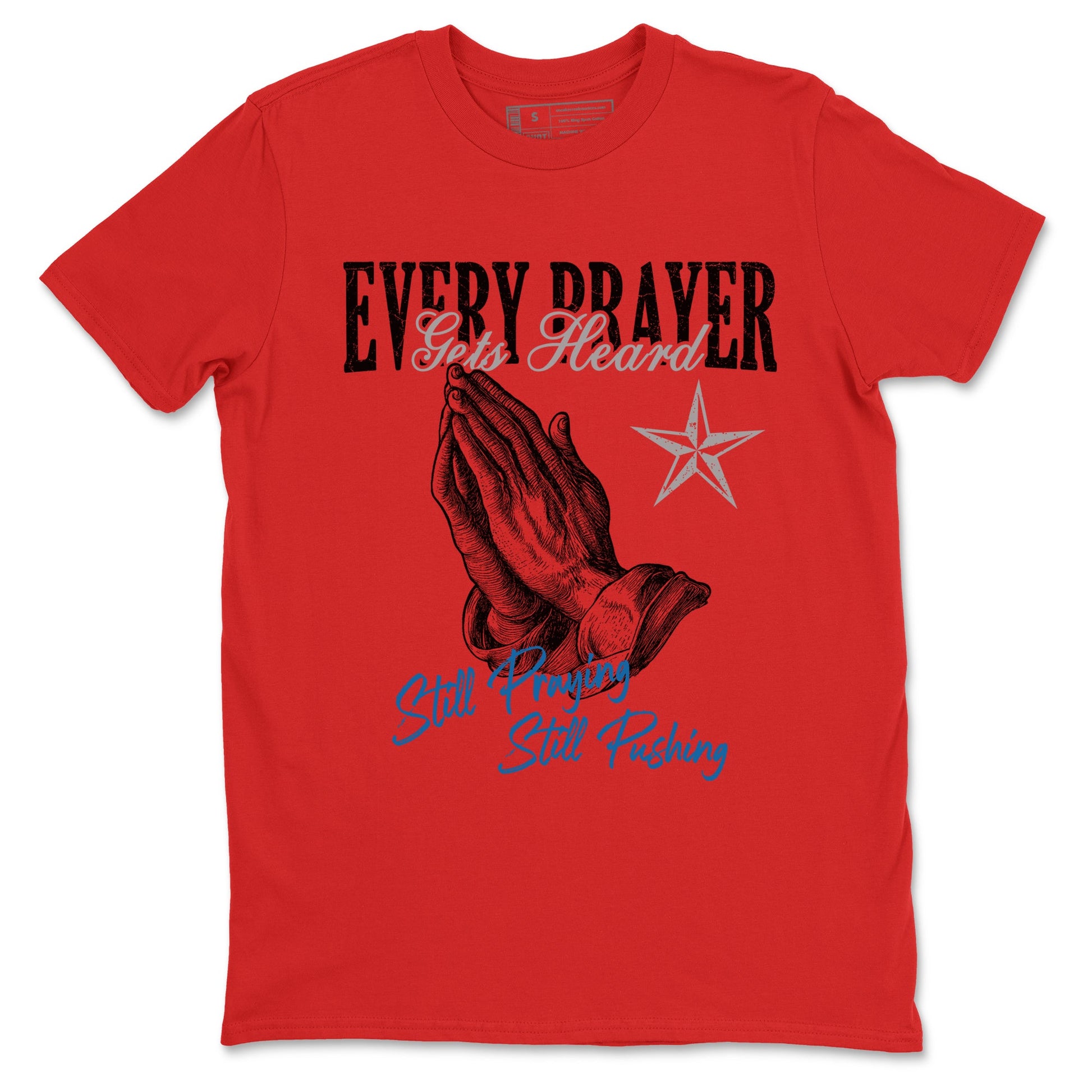 Every Prayer Gets Heard sneaker match t-shirt styled to complete your fit with the Air Jordan 3 Rare Air sneakers, shown in Red 2.