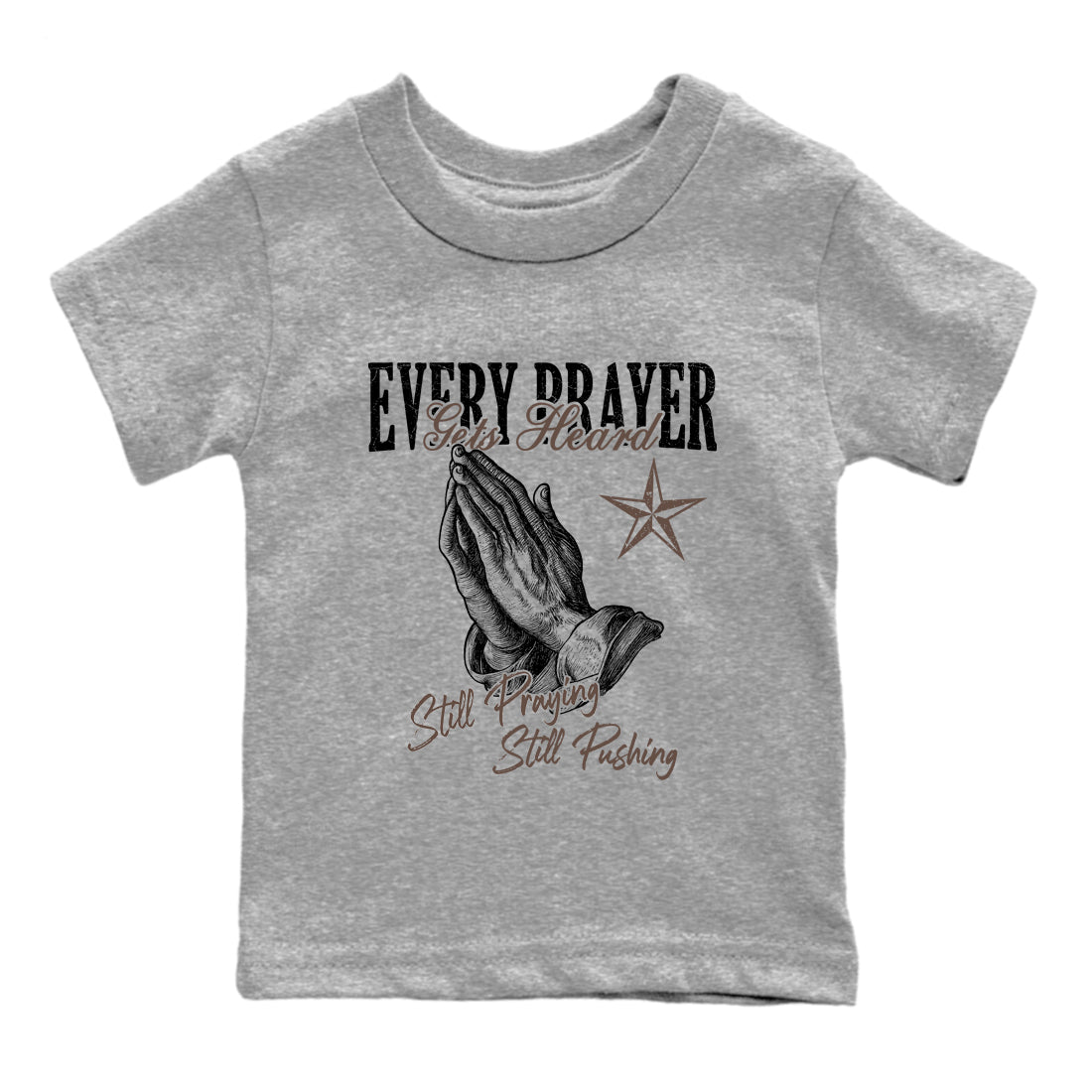 Sneaker match tees – Sneaker Tees To Match Air Jordan 4 Cave Stone Shoes – Every Prayer Gets Heard Kids T-Shirt Heather Grey 2
