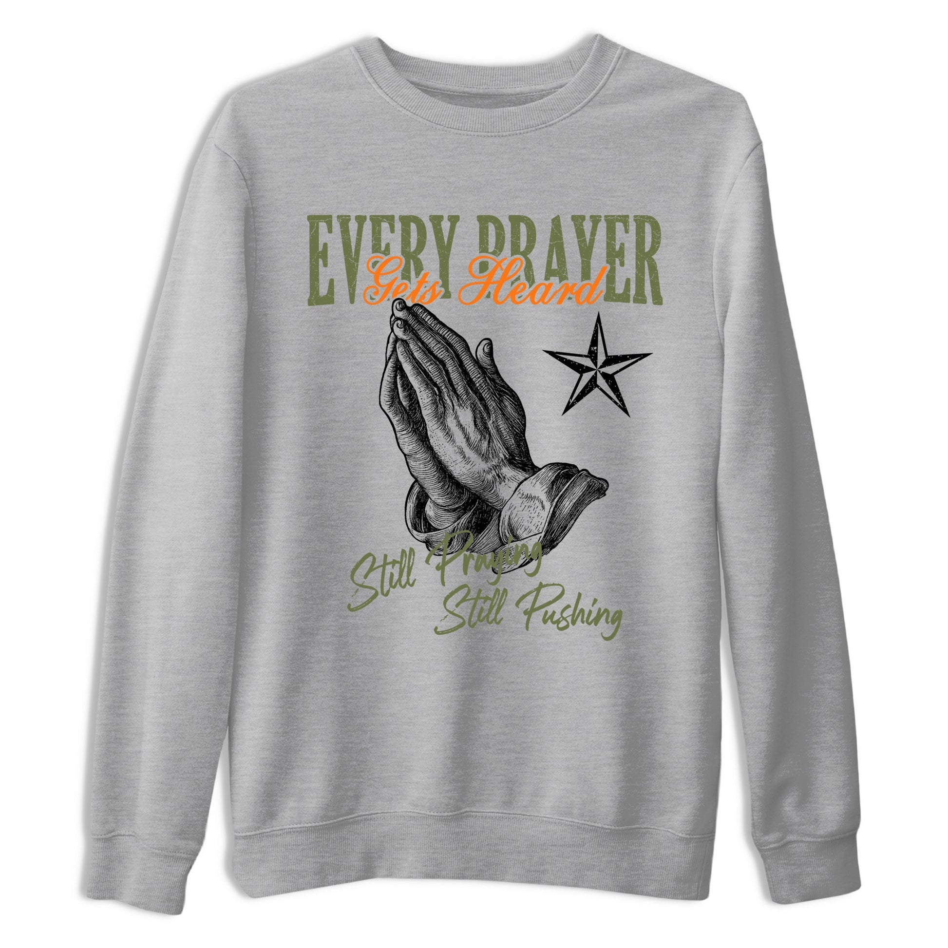 Sneaker match tees – Sneaker Tees To Match Undefeated inspired colorways Air Jordan 4 OG Olive Shoes – Every Prayer Gets Heard Tee Heather Grey 2