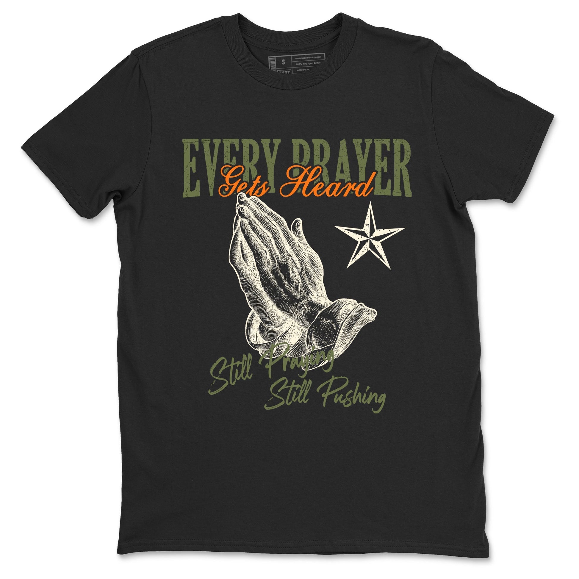 Sneaker match tees – Sneaker Tees To Match Undefeated inspired colorways Air Jordan 4 OG Olive Shoes – Every Prayer Gets Heard Tee Black 2