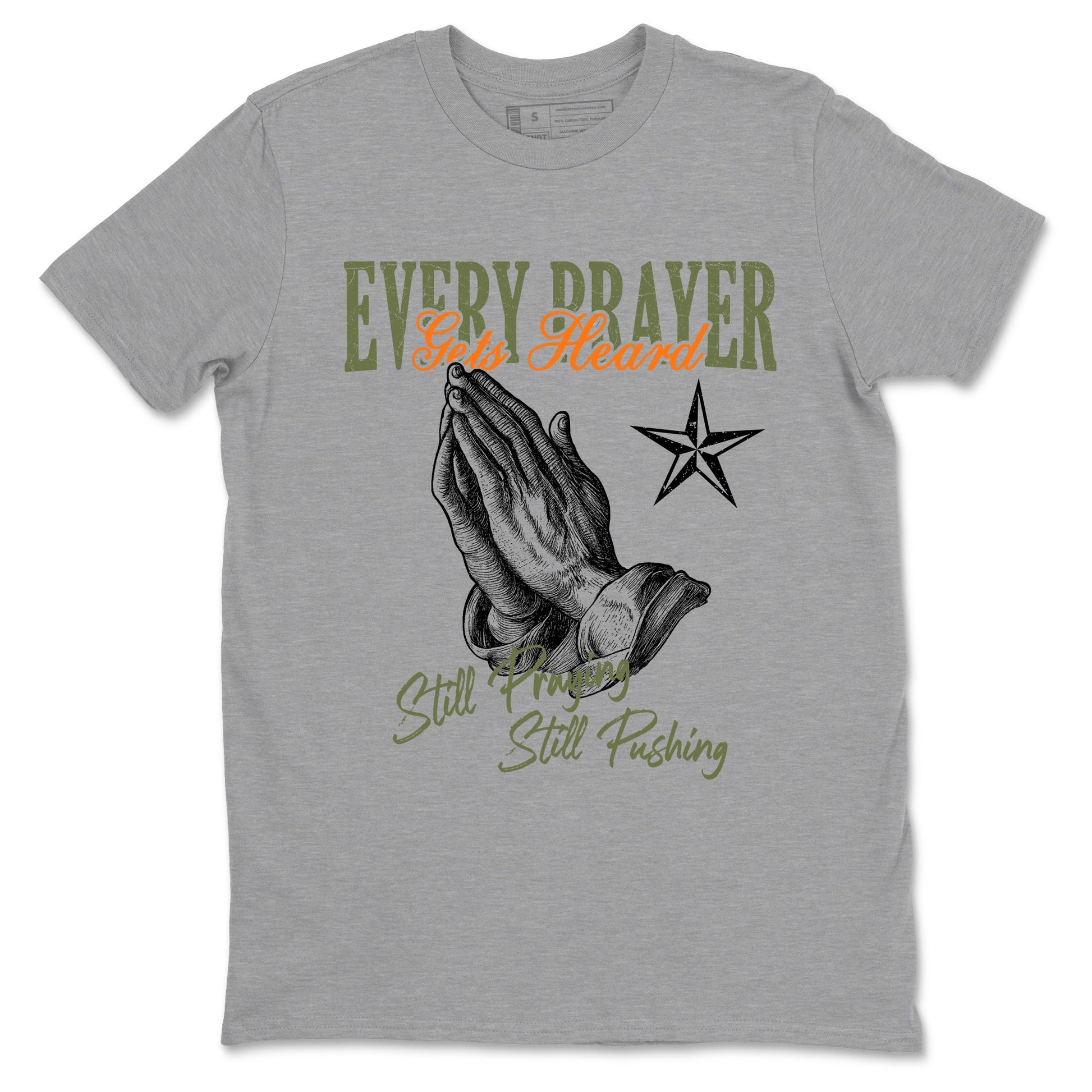 Sneaker match tees – Sneaker Tees To Match Undefeated inspired colorways Air Jordan 4 OG Olive Shoes – Every Prayer Gets Heard Tee Heather Grey 2