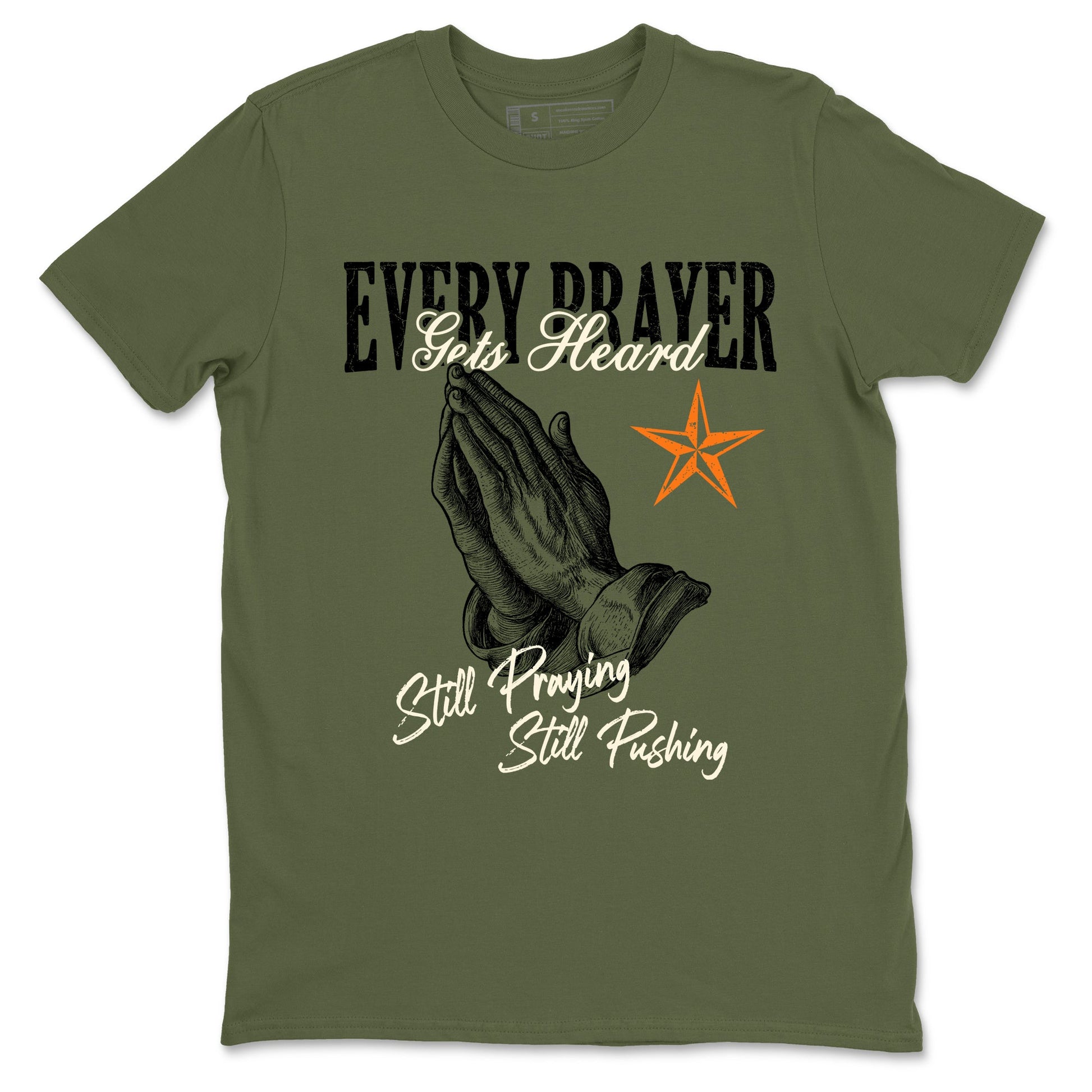 Sneaker match tees – Sneaker Tees To Match Undefeated inspired colorways Air Jordan 4 OG Olive Shoes – Every Prayer Gets Heard Tee Military Green 2