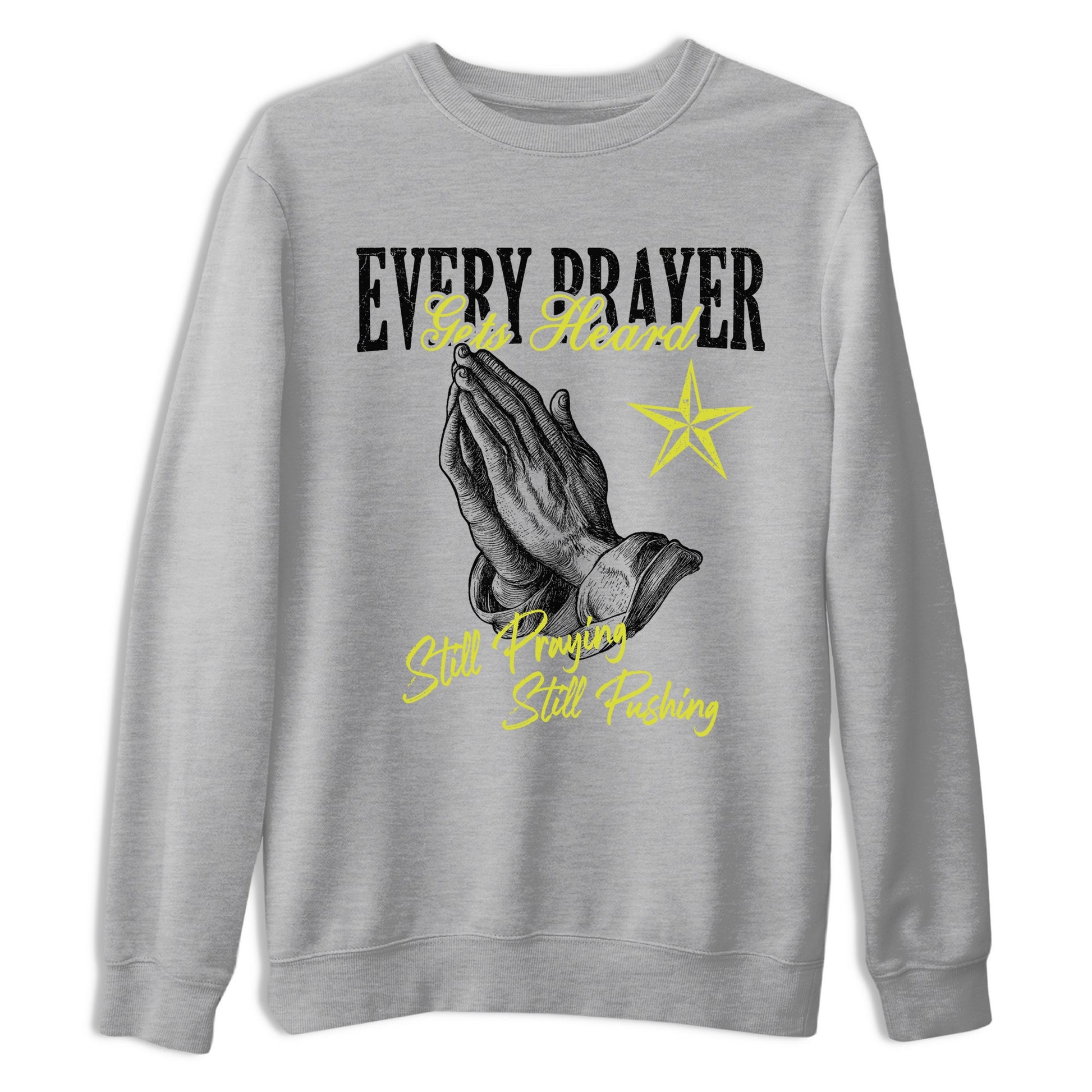Every Prayer Gets Heard sneaker match t-shirt styled to complete your fit with the Air Max 90 Cyber sneakers, shown in Heather Grey 2.