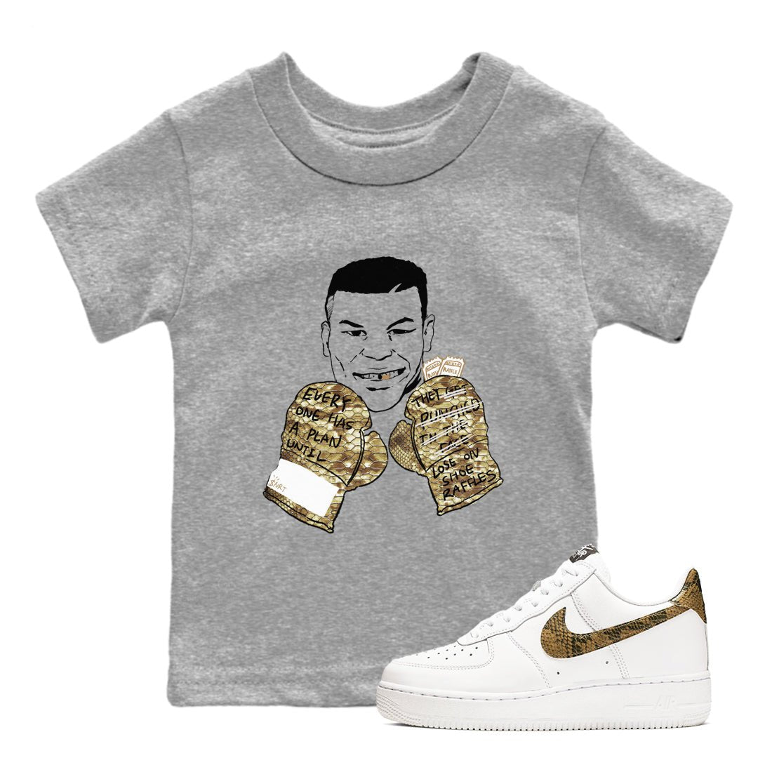 Air Force 1 Ivory Snake shirt to match jordans Everyone Has A Plan sneaker tees Air Force 1 Ivory Snake SNRT sneaker release tees baby toddler Heather Grey 1 cotton Shirt