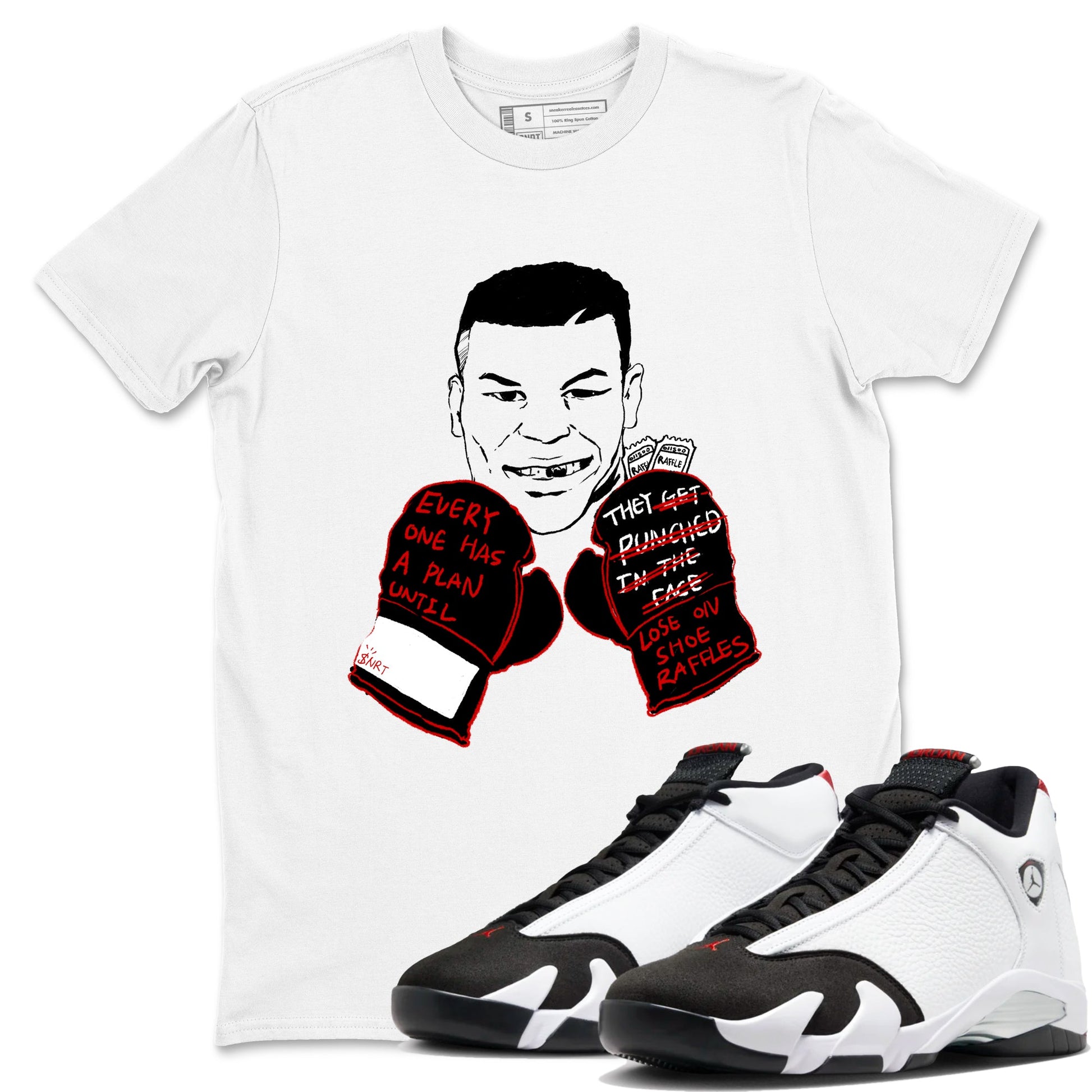Air Jordan 14 Black Toe t shirts to match sneakers Everyone Has A Plan sneaker match tees 14s Black Toe sneaker match tee SNRT Sneaker Tees unisex cotton White 1 shirts