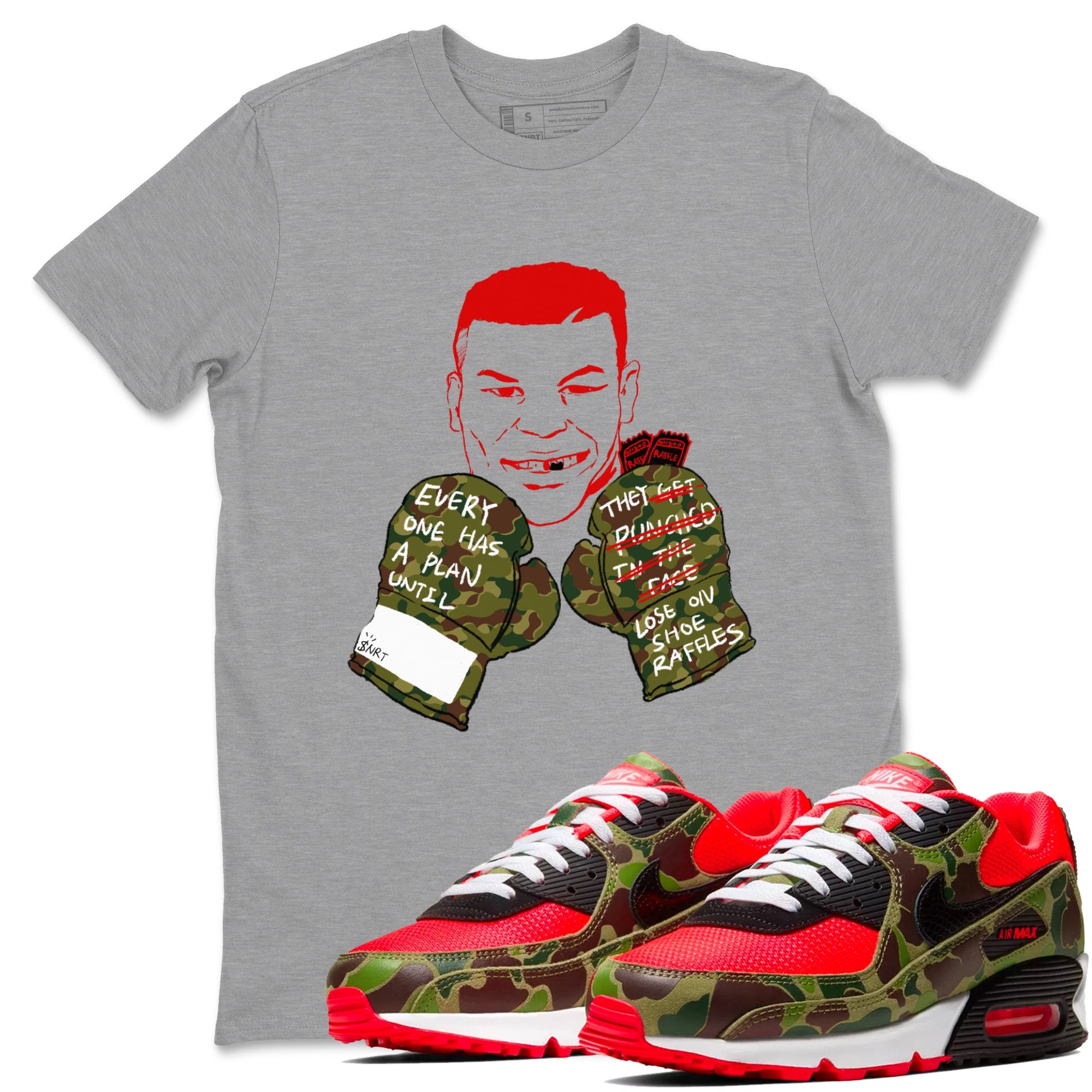 Air Max 90 Duck Camo shirts to match jordans Everyone Has A Plan sneaker match tees Air Max 90 Reverse Duck Camo match shoes to clothes SNRT Sneaker Tees unisex cotton Heather Grey 1 shirts
