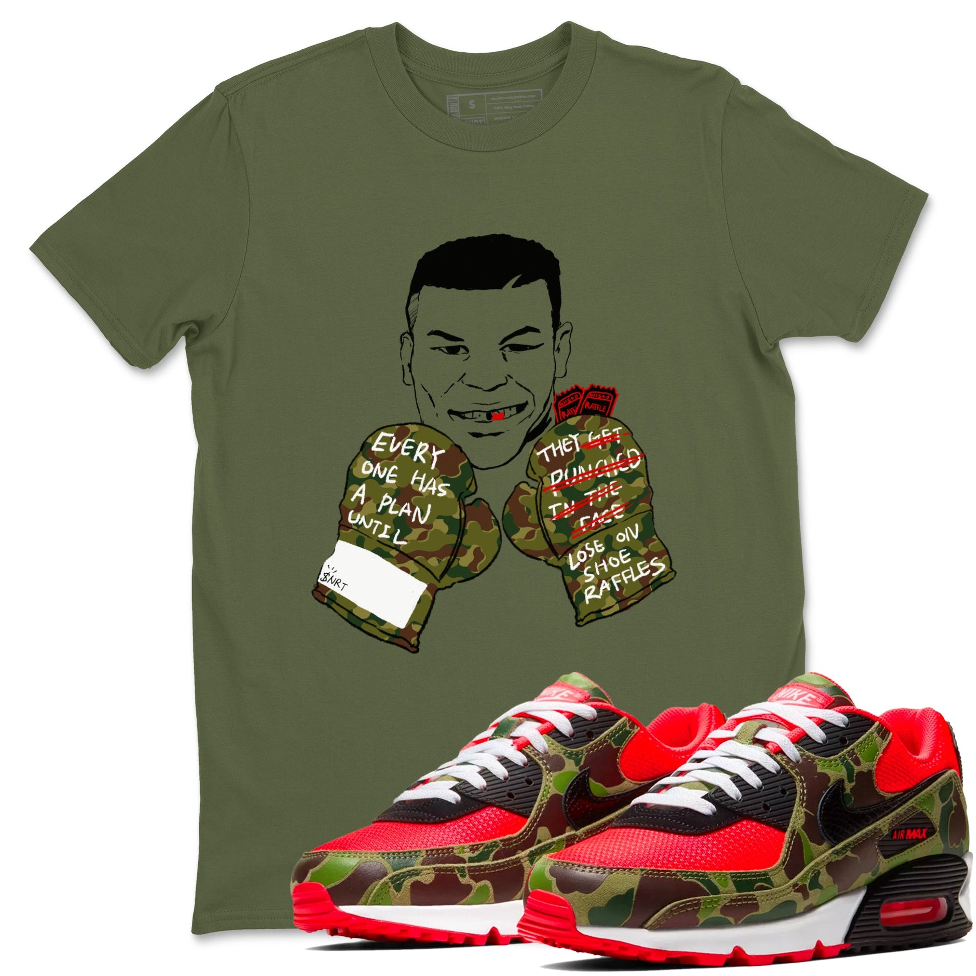 Air Max 90 Duck Camo shirts to match jordans Everyone Has A Plan sneaker match tees Air Max 90 Reverse Duck Camo match shoes to clothes SNRT Sneaker Tees unisex cotton Military Green 1 shirts