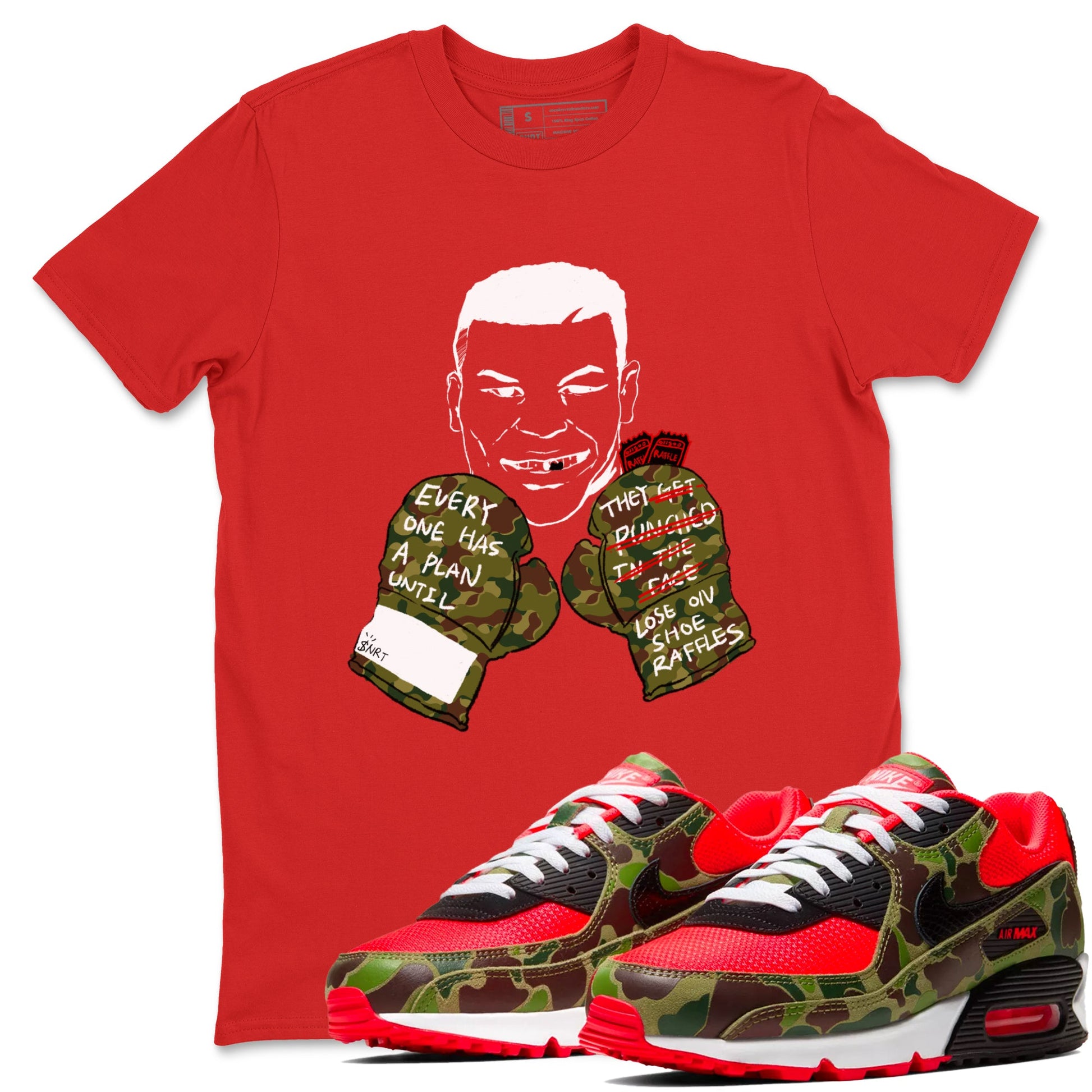 Air Max 90 Duck Camo shirts to match jordans Everyone Has A Plan sneaker match tees Air Max 90 Reverse Duck Camo match shoes to clothes SNRT Sneaker Tees unisex cotton Red 1 shirts