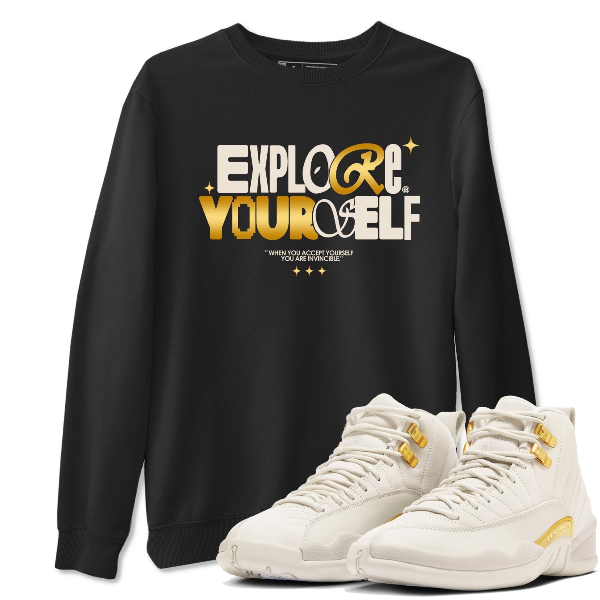 12s Phantom shirts to match jordans Explore Yourself sneaker match tees Air Jordan 12 WMNS Phantom match shoes to clothes SNRT Sneaker Tees unisex cotton Black 1 shirts