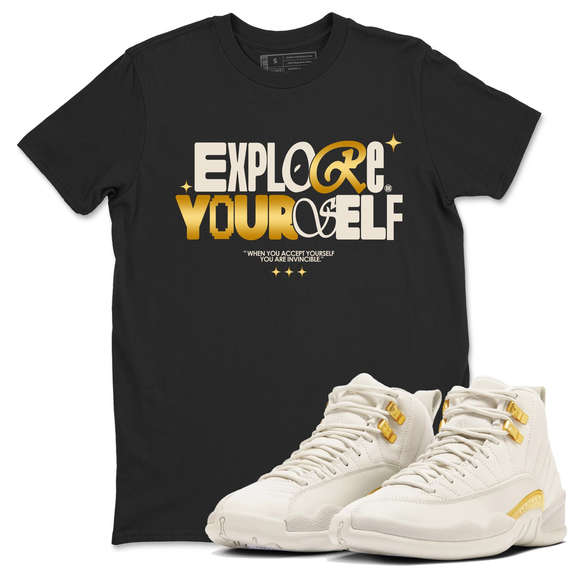 12s Phantom shirts to match jordans Explore Yourself sneaker match tees Air Jordan 12 WMNS Phantom match shoes to clothes SNRT Sneaker Tees unisex cotton Black 1 shirts