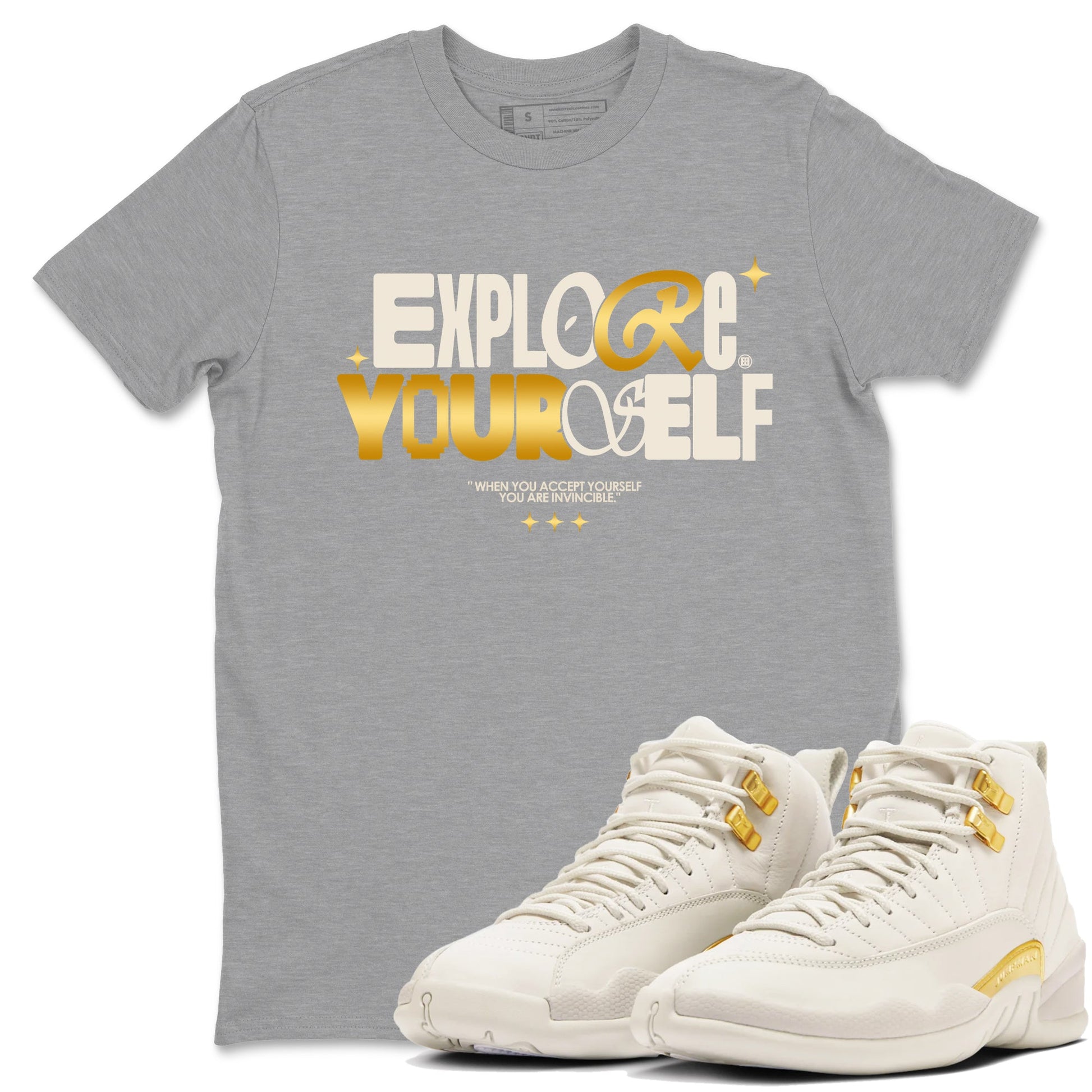 12s Phantom shirts to match jordans Explore Yourself sneaker match tees Air Jordan 12 WMNS Phantom match shoes to clothes SNRT Sneaker Tees unisex cotton Heather Grey 1 shirts