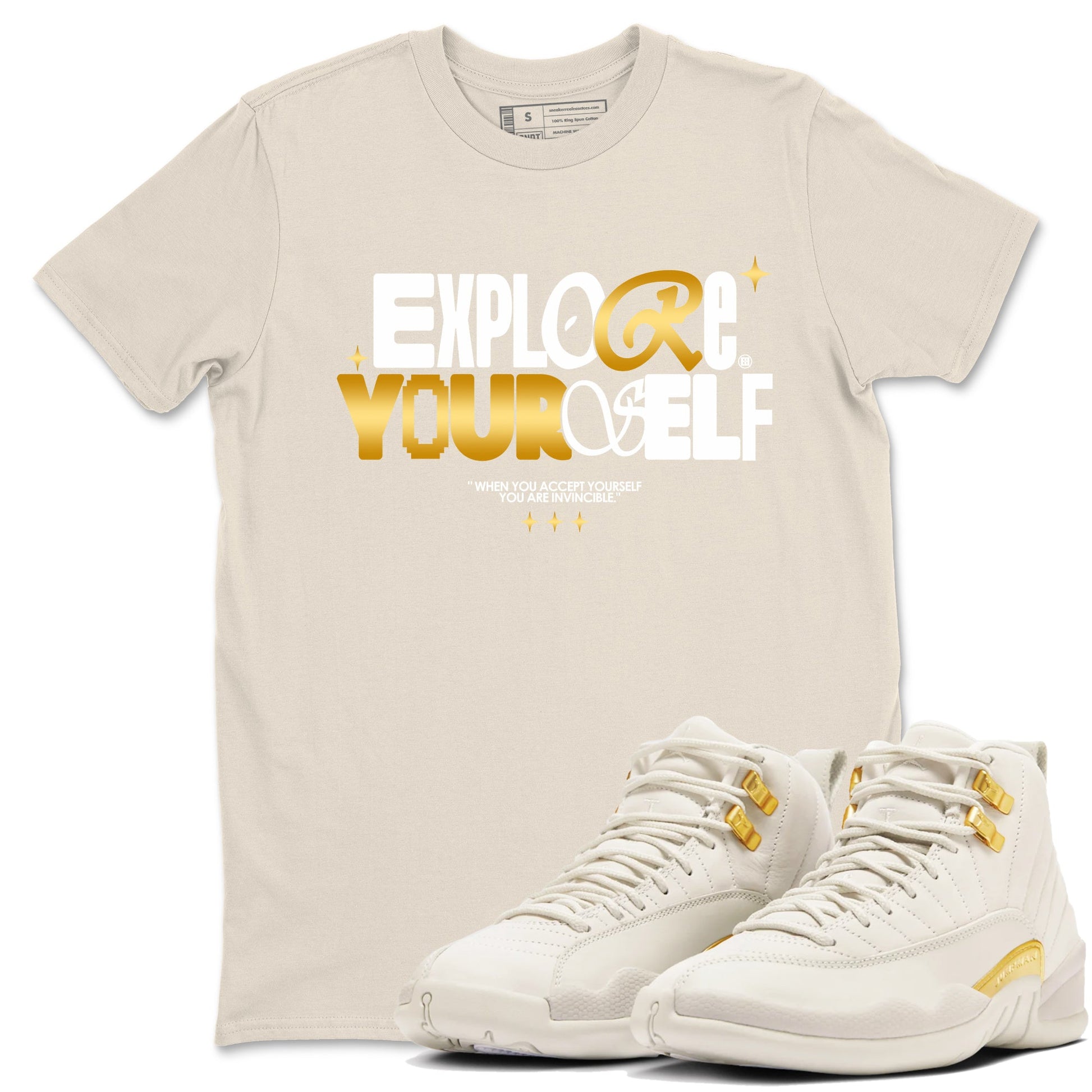 12s Phantom shirts to match jordans Explore Yourself sneaker match tees Air Jordan 12 WMNS Phantom match shoes to clothes SNRT Sneaker Tees unisex cotton Natural 1 shirts