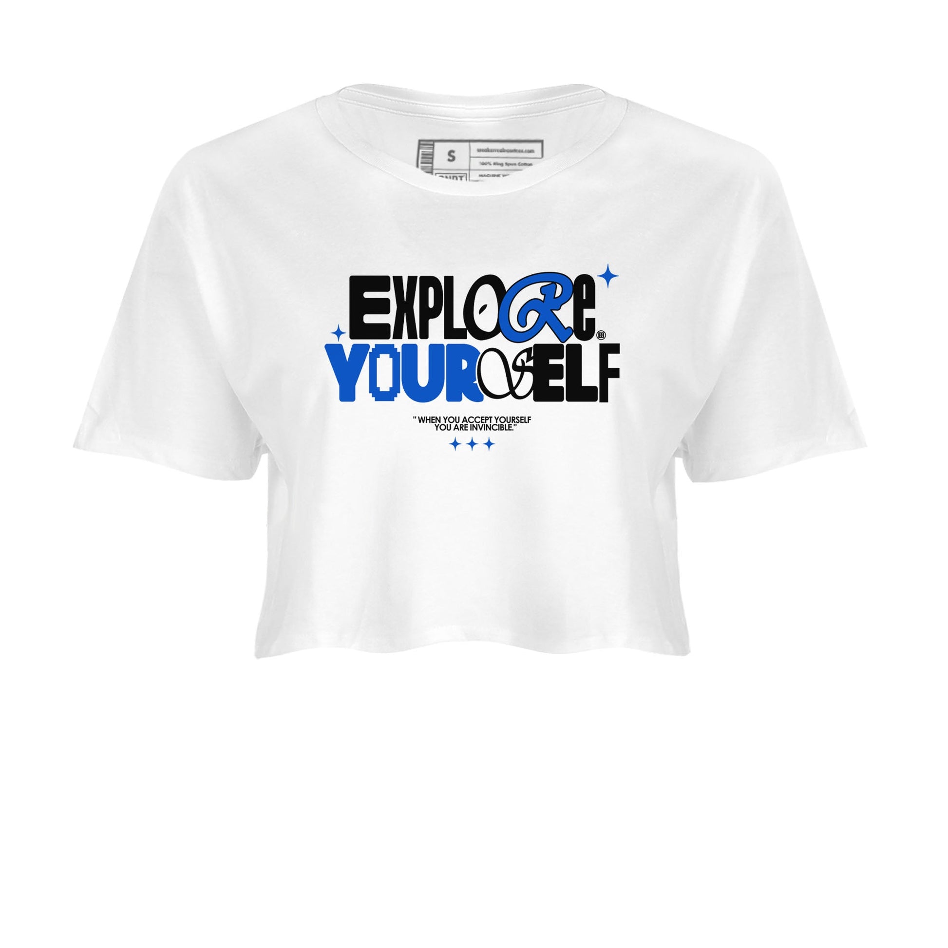 Yeezy Slide Azure shirts to match jordans Explore Yourself sneaker match tees Yeezy Slide Azure SNRT Sneaker Tees streetwear brand White 2 crop tee
