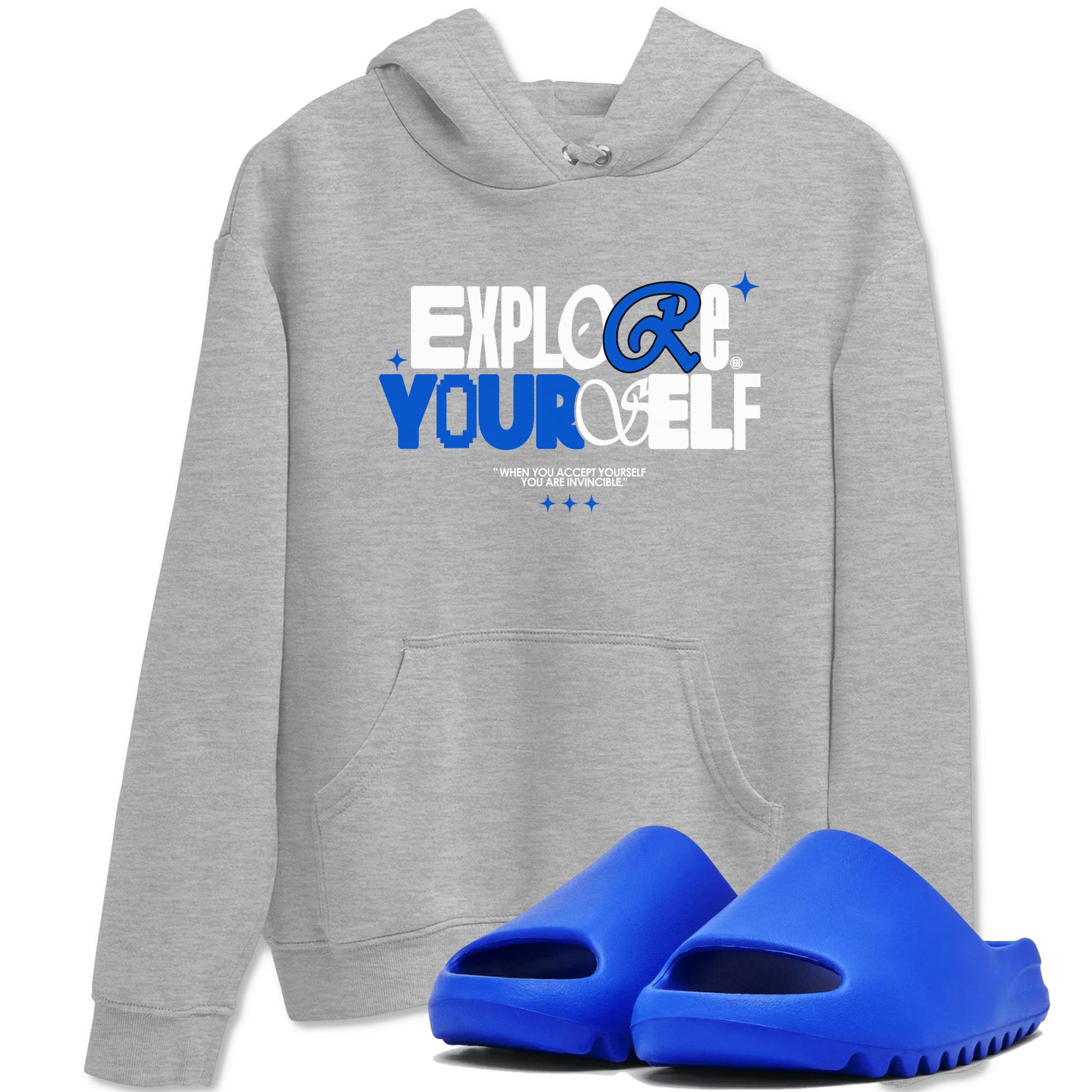 Yeezy Slide Azure shirts to match jordans Explore Yourself sneaker match tees Yeezy Slide Azure SNRT Sneaker Tees streetwear brand Heather Grey 1 unisex cotton tee