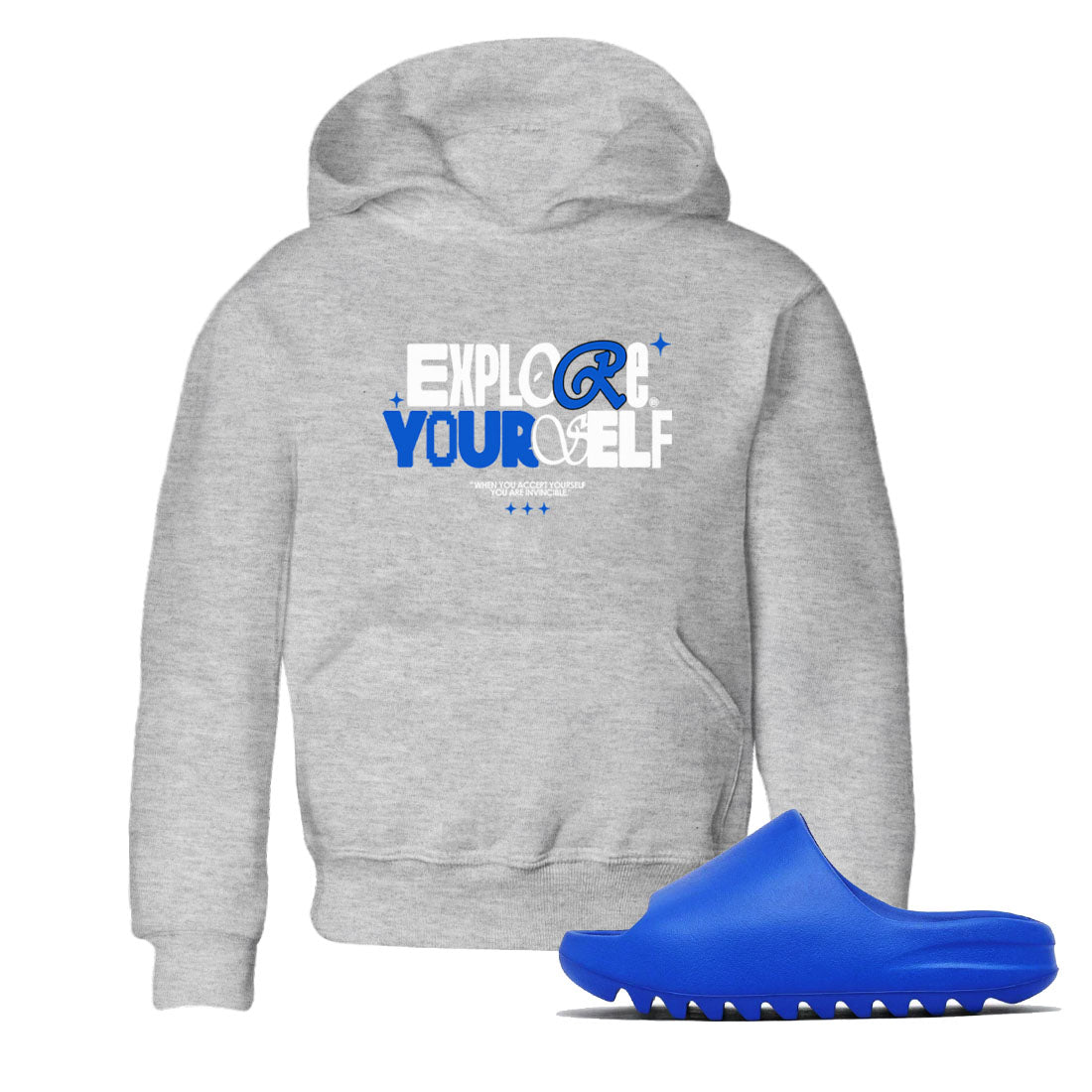 Yeezy Slide Azure shirts to match jordans Explore Yourself sneaker match tees Yeezy Slide Azure SNRT Sneaker Tees streetwear brand Baby and Youth Heather Grey 1 cotton tee