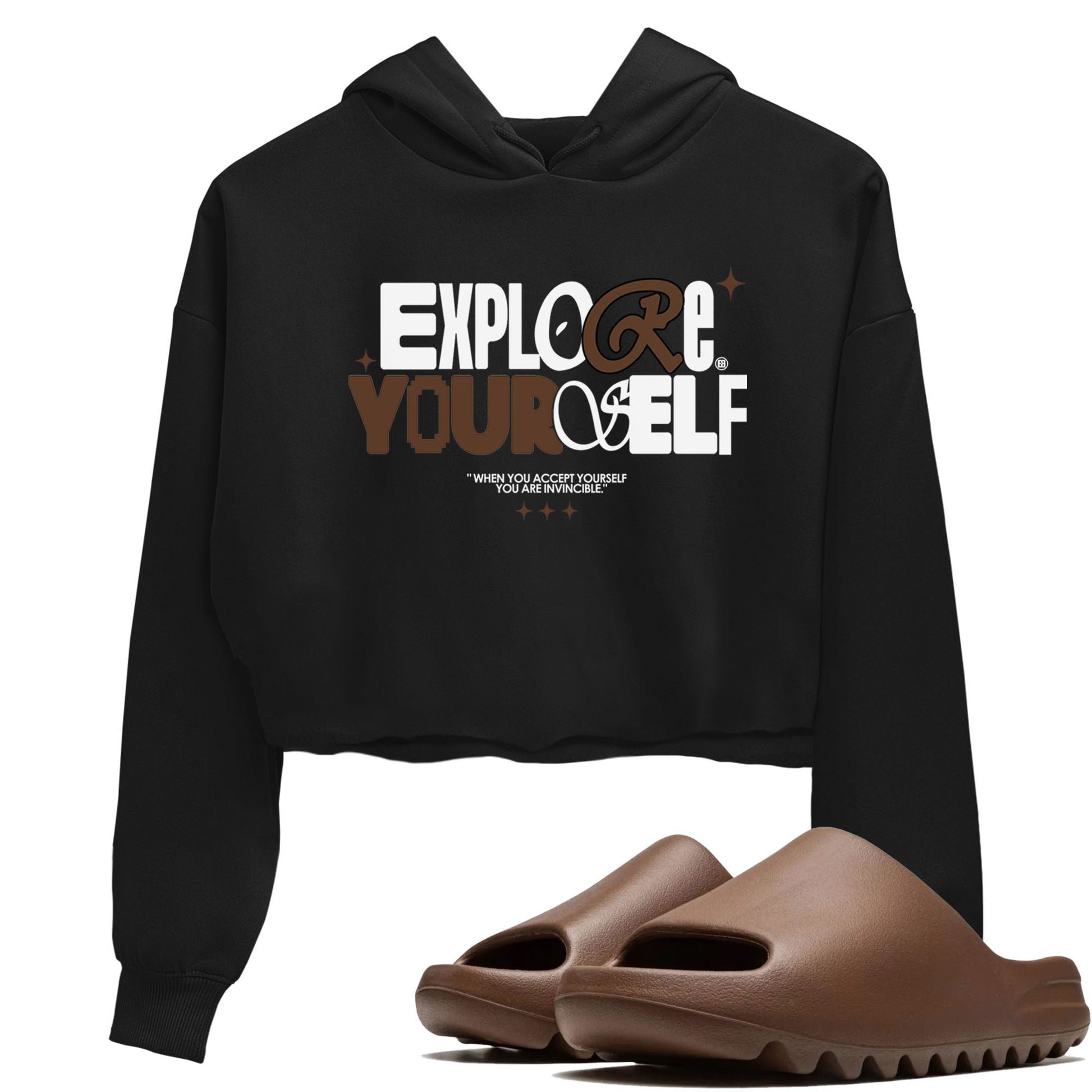 Yeezy Slide Flax shirts to match jordans Explore Yourself sneaker match tees Yeezy Slide Flax SNRT Sneaker Tees streetwear brand Black 1 crop tee