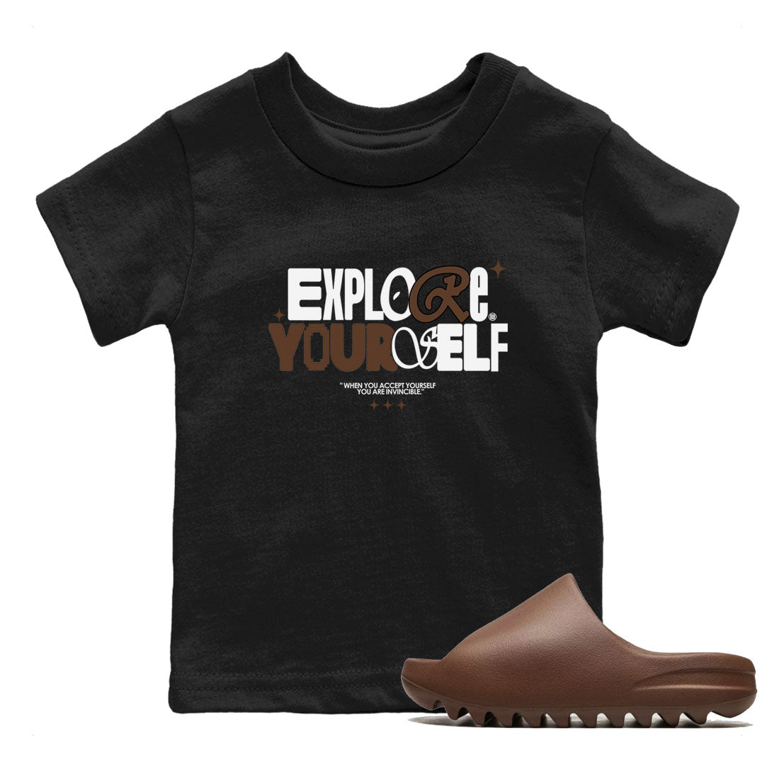 Yeezy Slide Flax shirts to match jordans Explore Yourself sneaker match tees Yeezy Slide Flax SNRT Sneaker Tees streetwear brand Baby and Youth Black 1 cotton tee