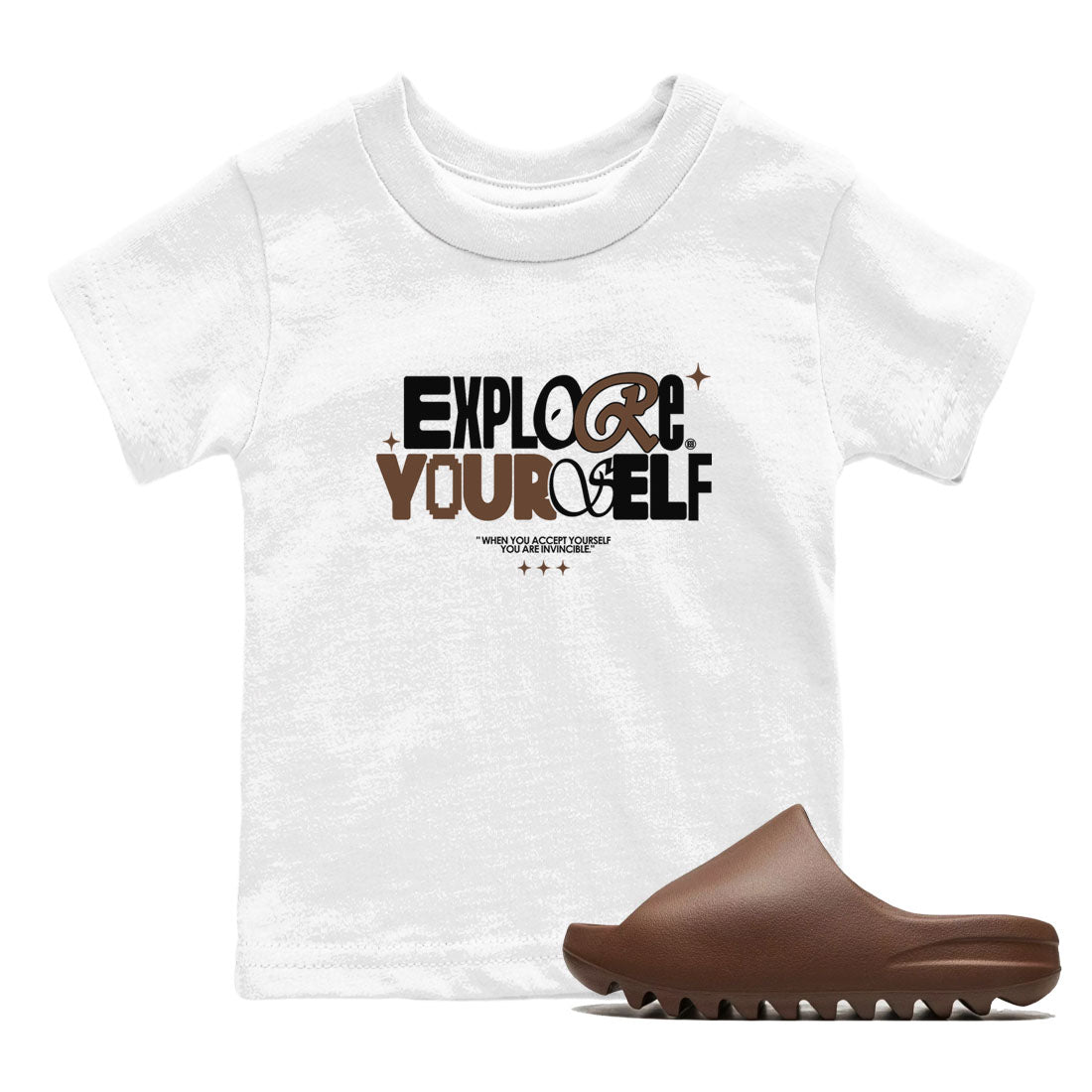 Yeezy Slide Flax shirts to match jordans Explore Yourself sneaker match tees Yeezy Slide Flax SNRT Sneaker Tees streetwear brand Baby and Youth White 1 cotton tee