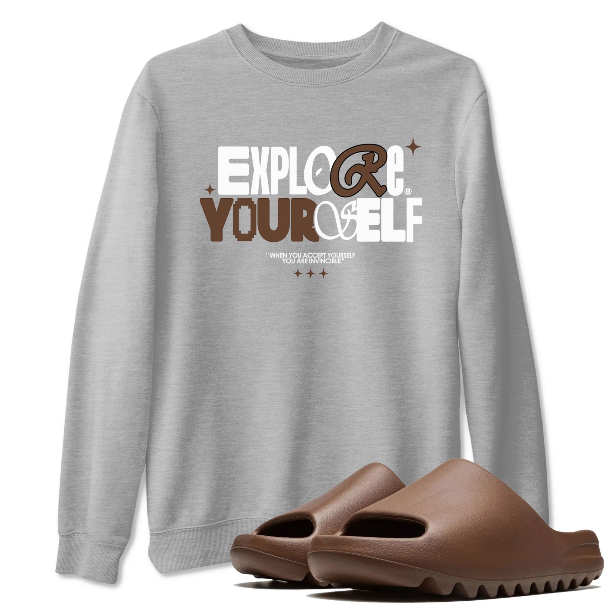 Yeezy Slide Flax shirts to match jordans Explore Yourself sneaker match tees Yeezy Slide Flax SNRT Sneaker Tees streetwear brand Heather Grey 1 unisex cotton tee