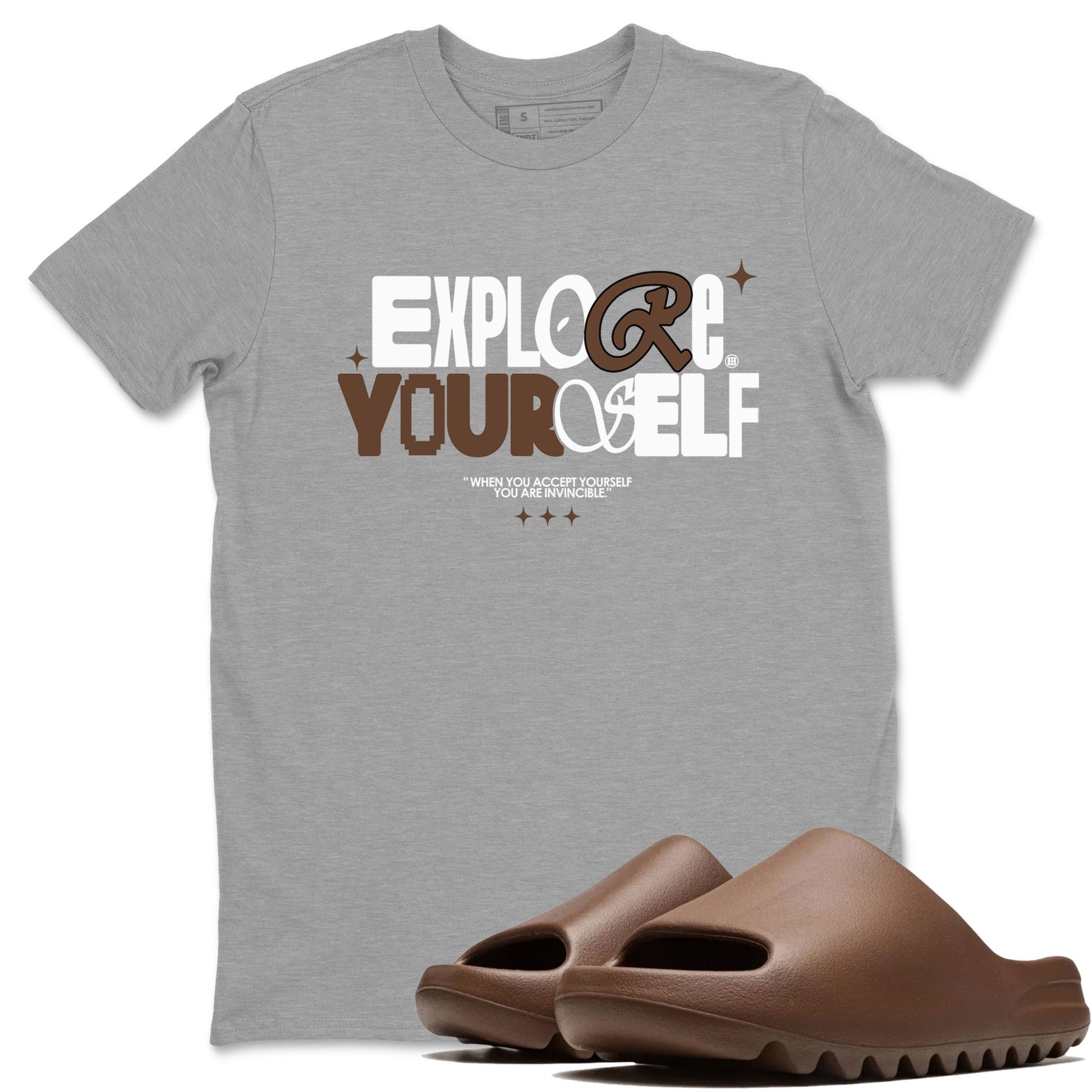 Yeezy Slide Flax shirts to match jordans Explore Yourself sneaker match tees Yeezy Slide Flax SNRT Sneaker Tees streetwear brand Heather Grey 1 unisex cotton tee