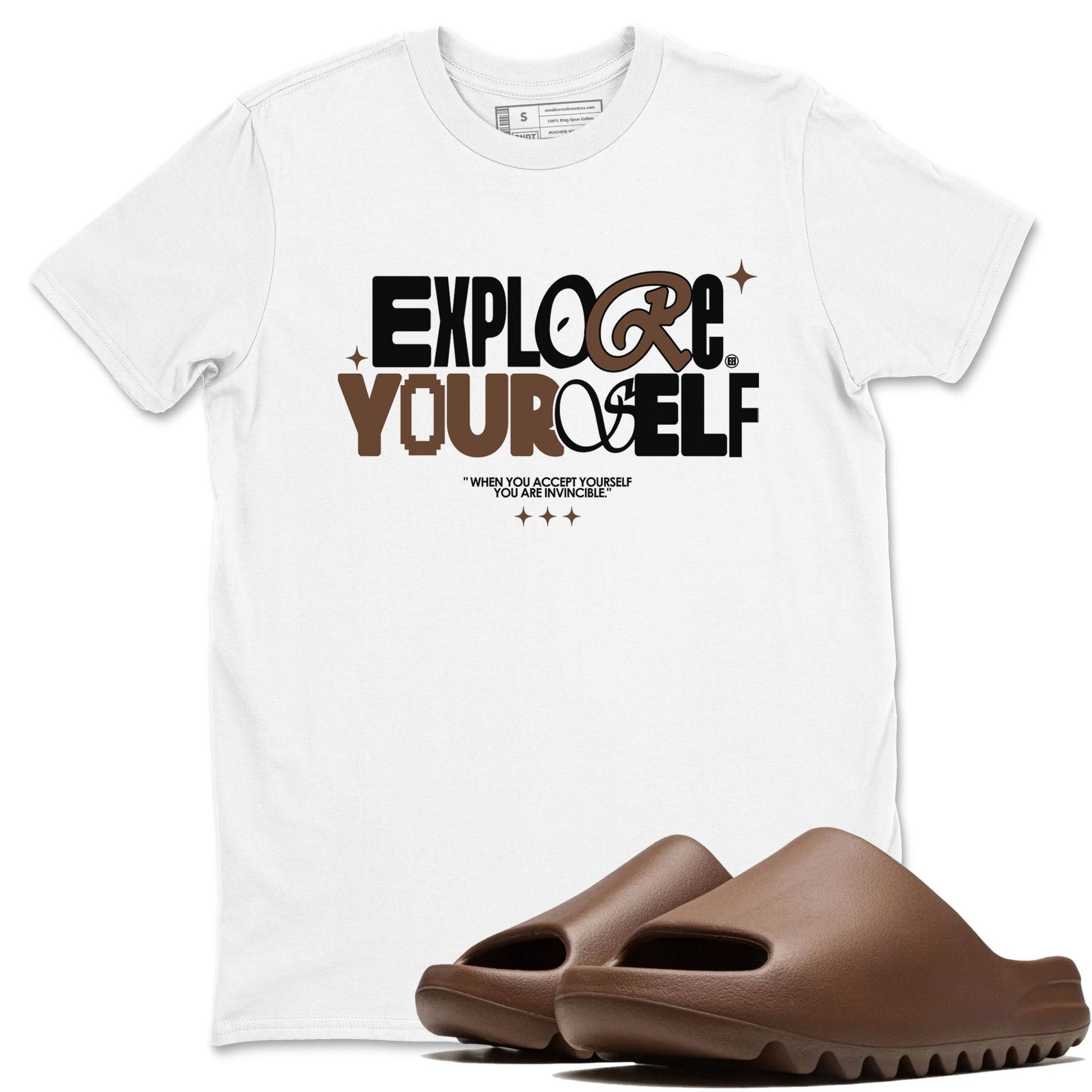 Yeezy Slide Flax shirts to match jordans Explore Yourself sneaker match tees Yeezy Slide Flax SNRT Sneaker Tees streetwear brand White 1 unisex cotton tee